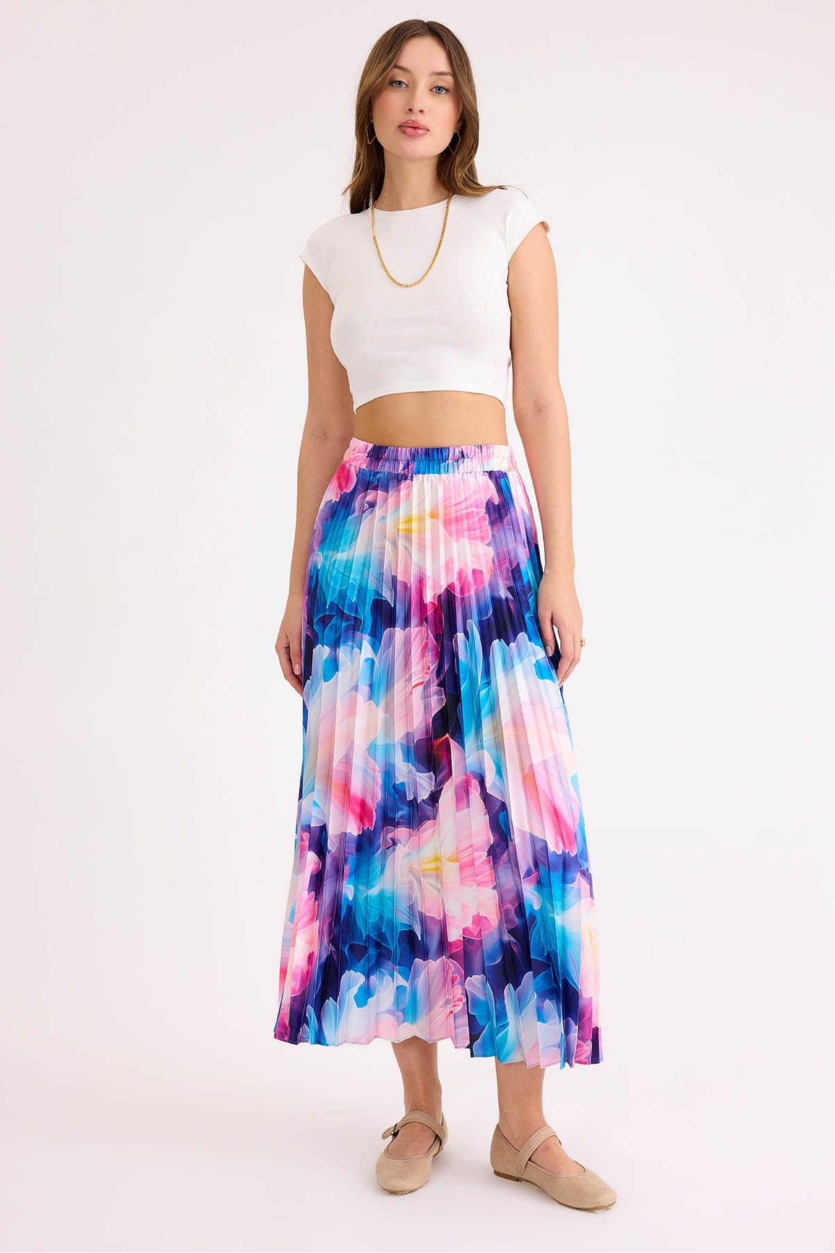 Vitrin-Self Patterned Pleated Midi Skirt 3