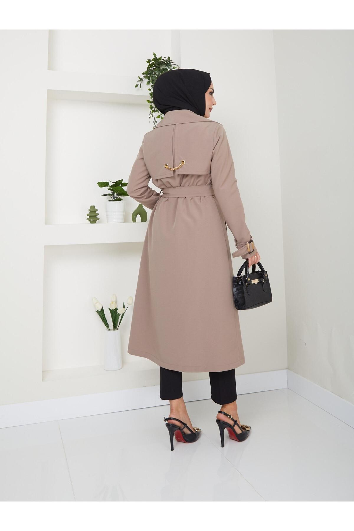 ELBİSHE-Trench Coat with Back Chain Detail 5