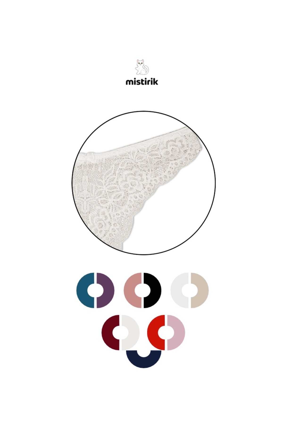 MİSTİRİK-Stretchy and Soft Lace String Panties - Ecru Color 2