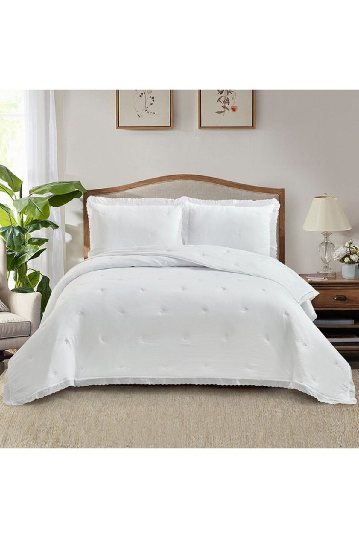 Home Box-White Bliss Hammel 3-Piece Scallop Edge Embroidered King Comforter Set 220x240 cm 4