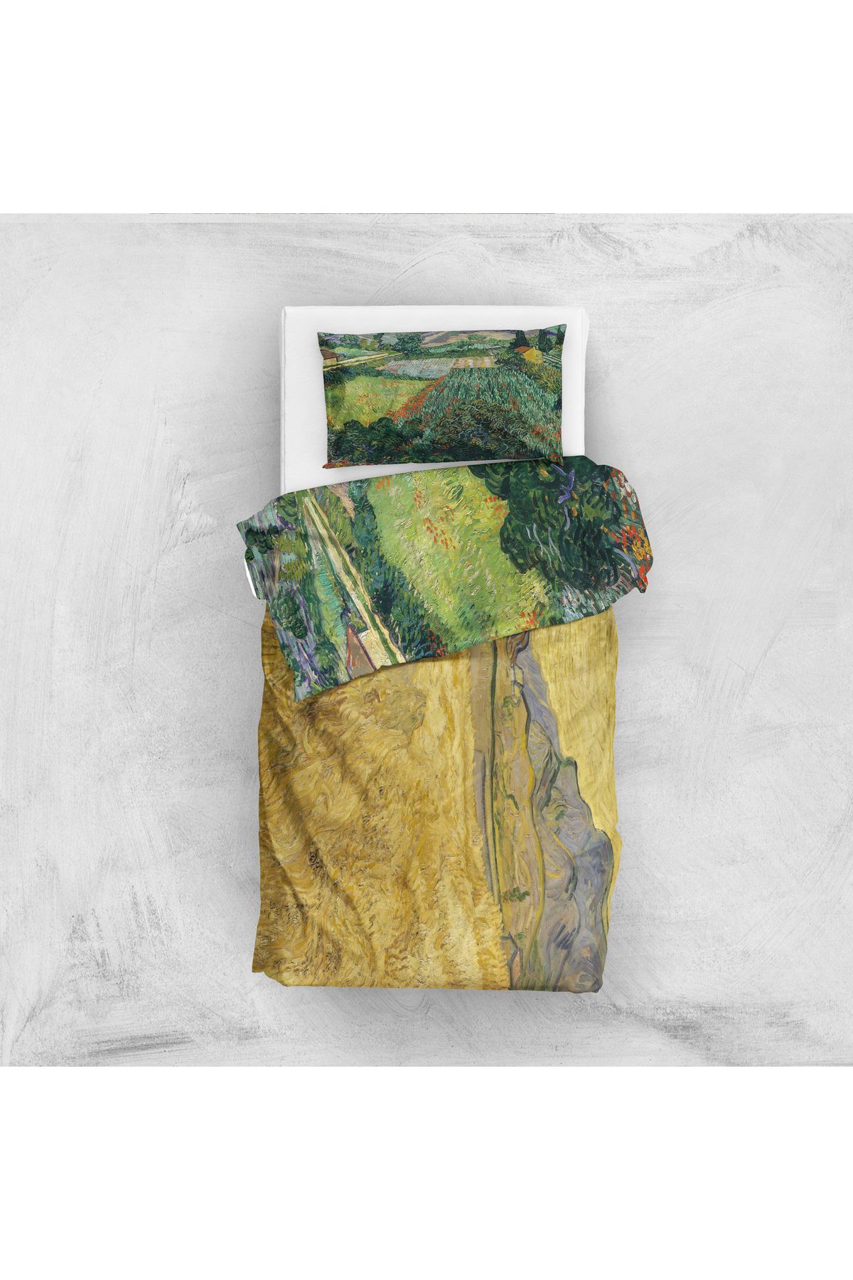 The Lucid Lab-Field with Poppies & Field with Reaper and Sun Double Sided Duvet Cover Set - 200 cm X 220 cm 2