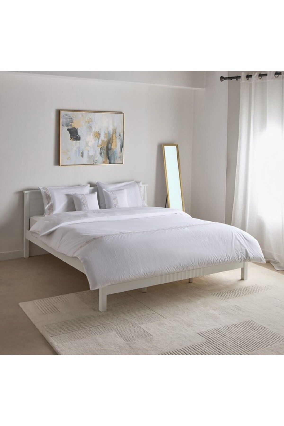 Home Box-طقم لحاف كينج من 5 قطع مطرز بحواف من القطن من White Haven Grande Affordables مقاس 220 × 240 سم 2