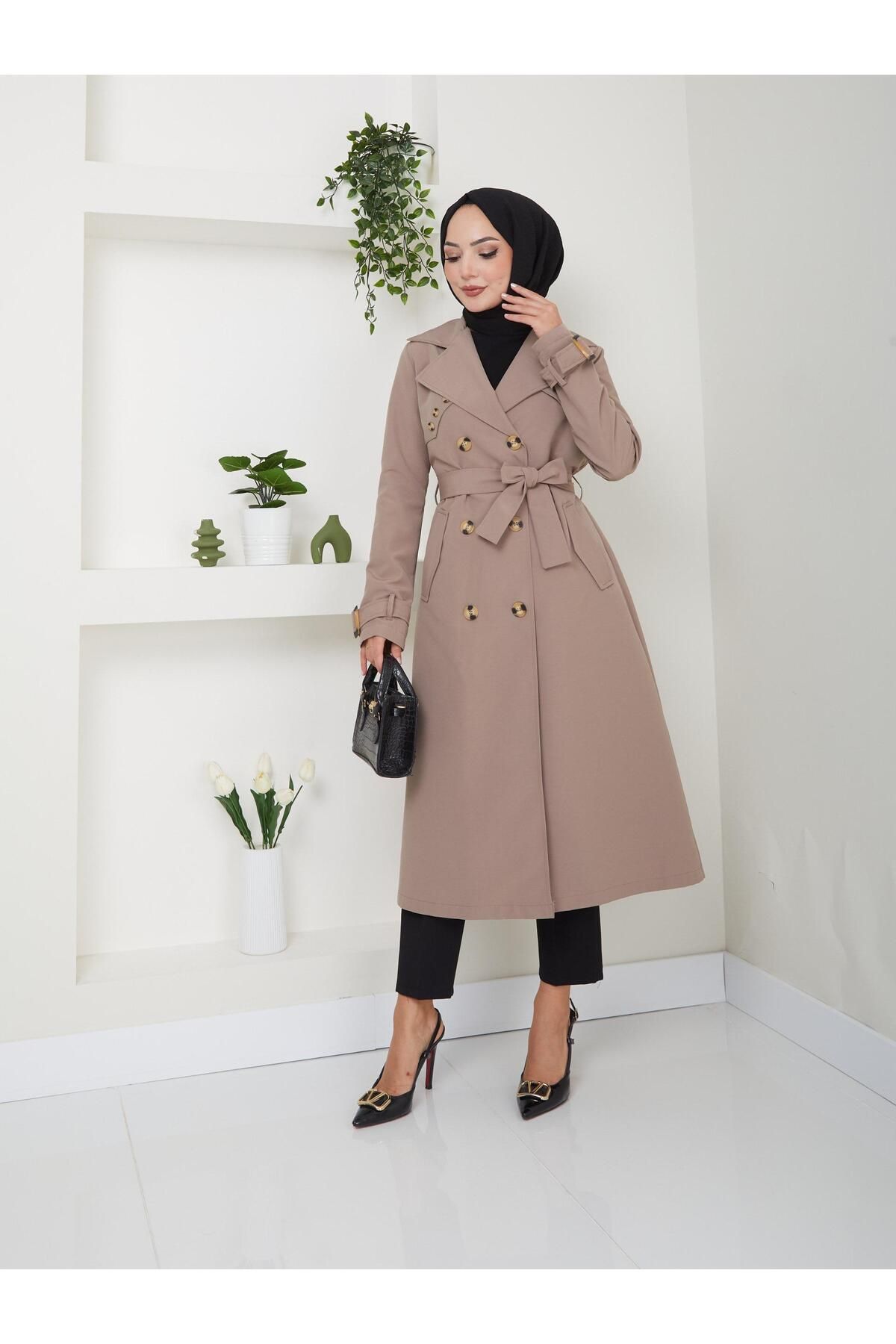 ELBİSHE-Trench Coat with Back Chain Detail 3