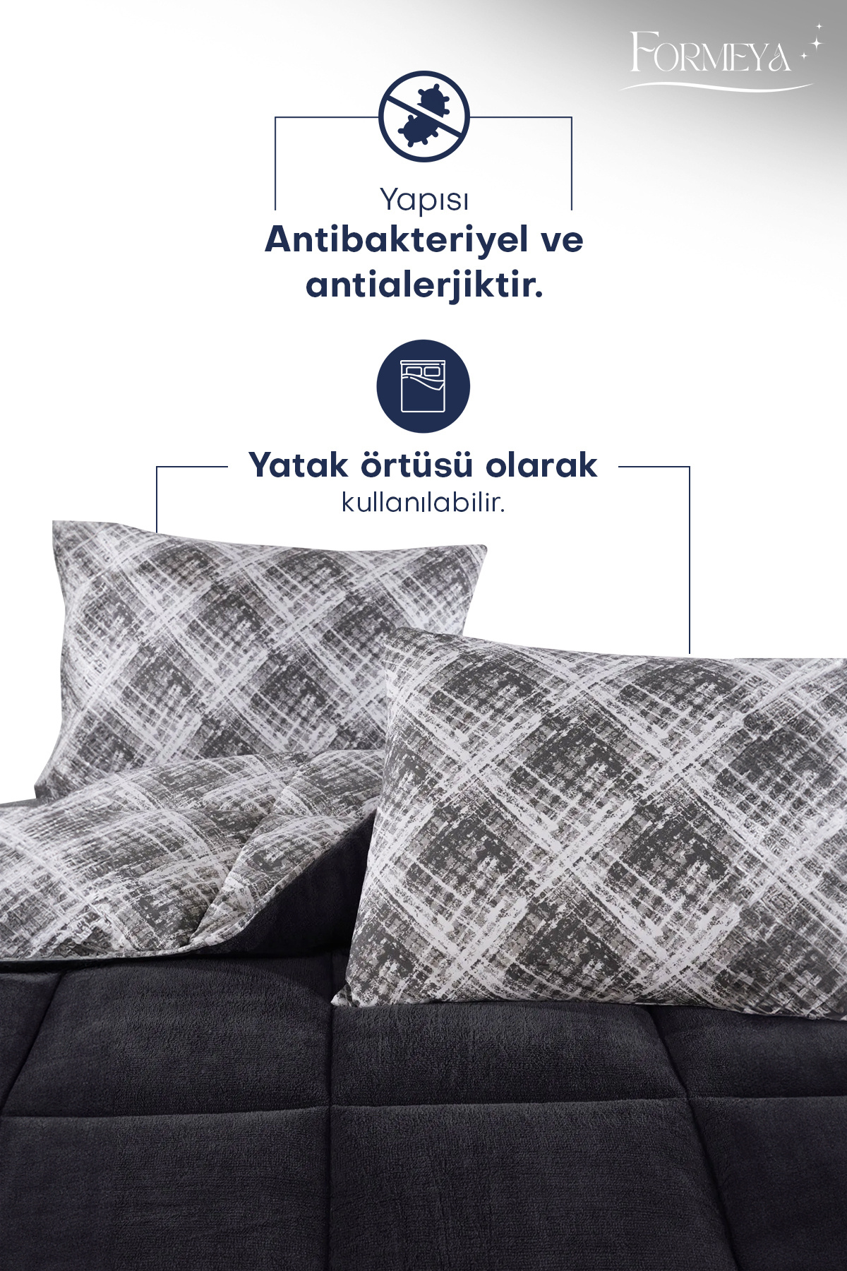 Formeya-King Size Luxus Wellsoft Bettdecke Doppelseitiger Kissenbezug 215x235 cm Bettdecke + Kissenbezug Set 3