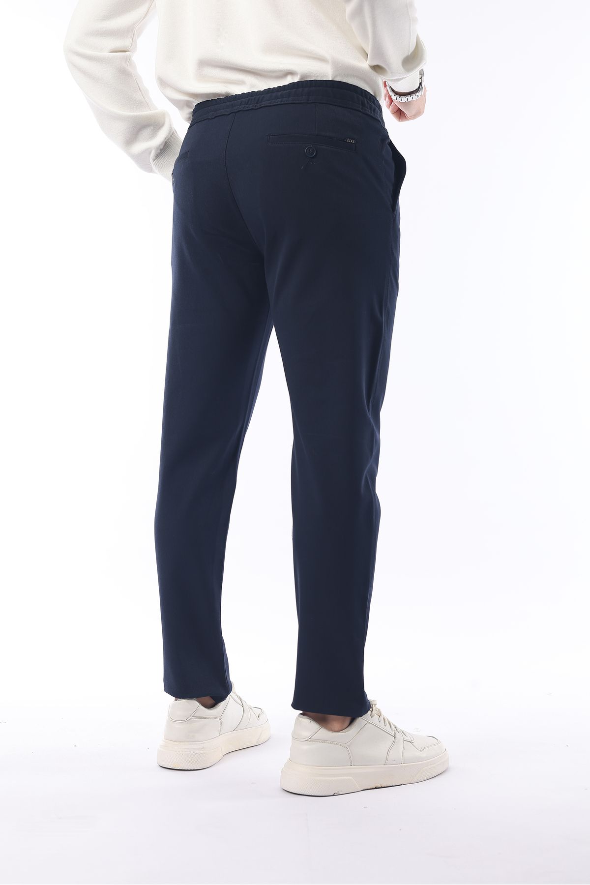İDS COLLECTİON-Slimfit Jogger Сезонен тъмносин комфортен панталон от ликра 5