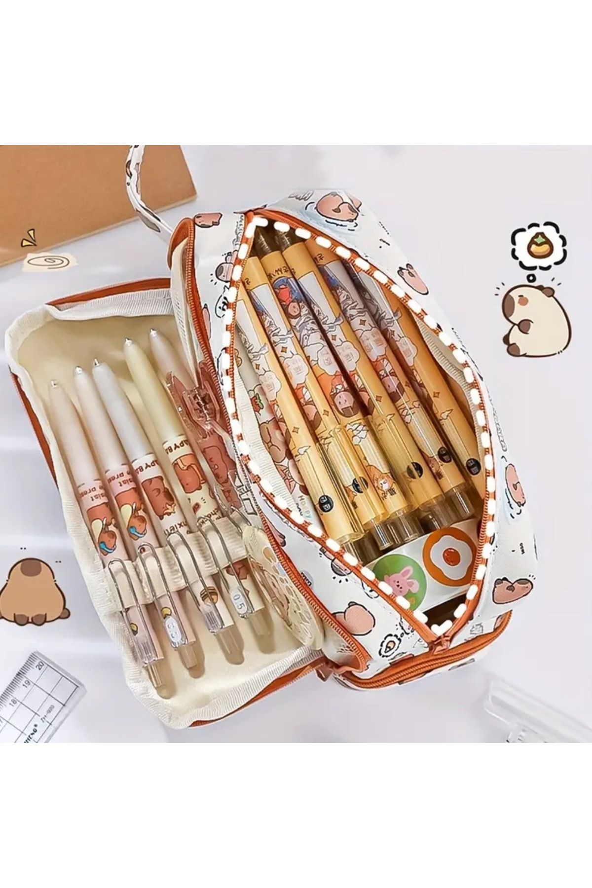 Kawai-Capybara Capybara Double Layer Large Capacity Pen Holder 3