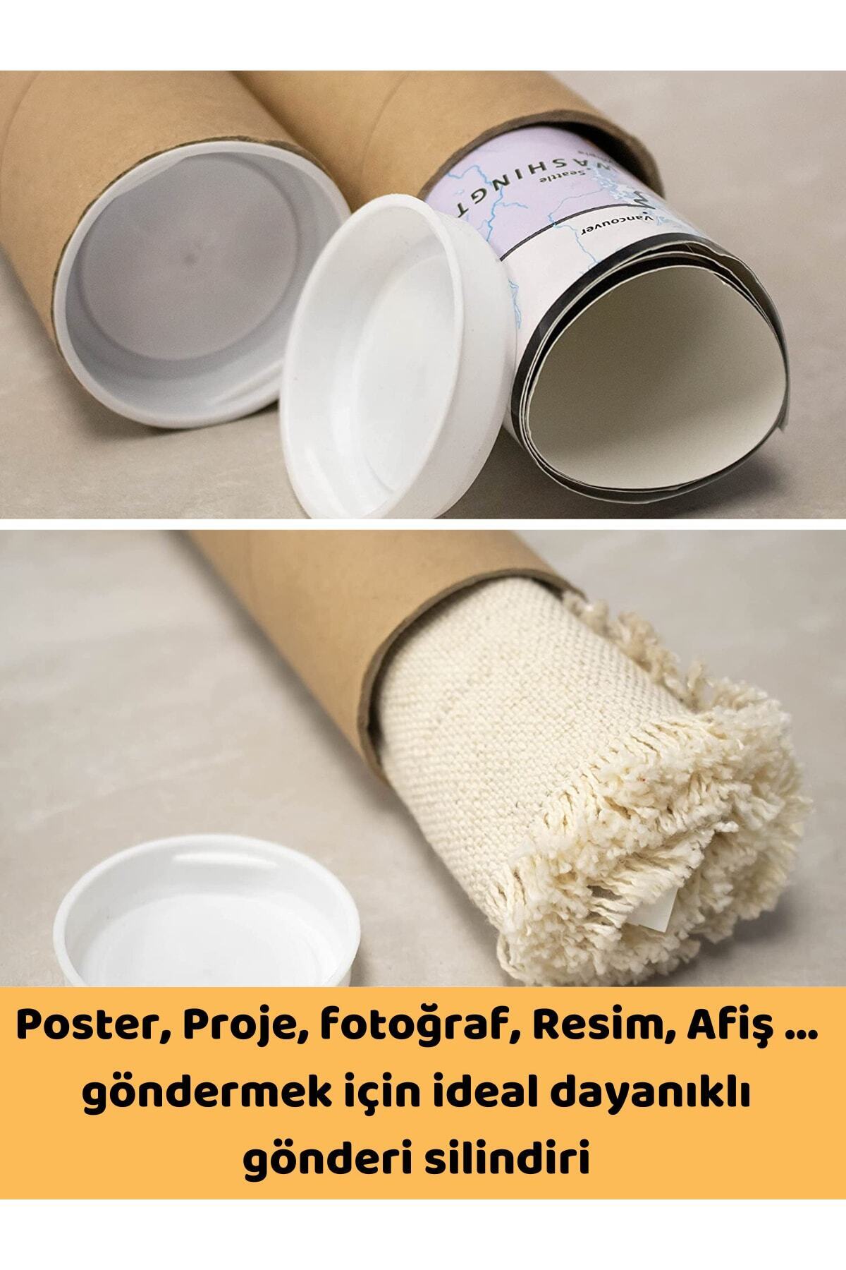 BEYLİNİ Postüp 5 Adet Kapaklı Silindir Kutu Karton Rulo Gönderi Poster ...