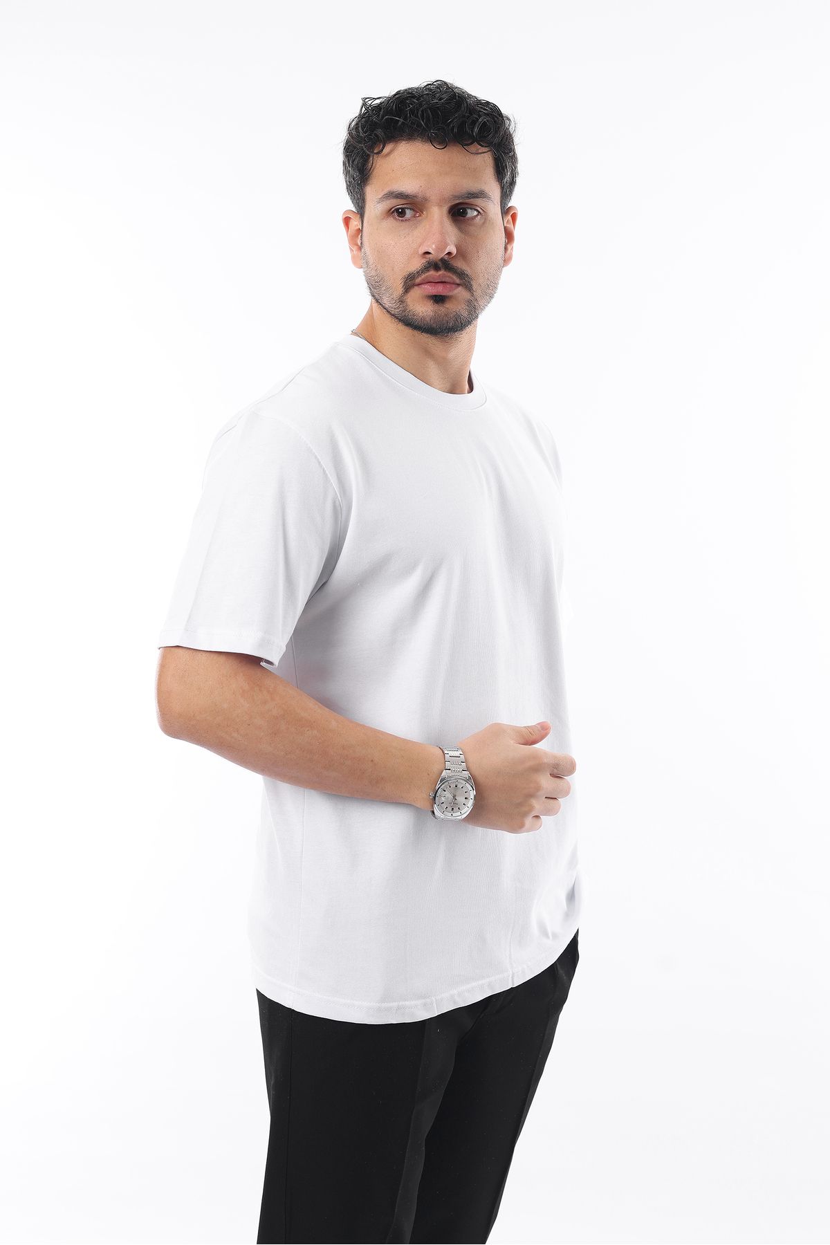 İDS COLLECTİON-Tricou oversize Basic Heavy Weight pentru bărbați - bumbac compact, decolteu, mânecă scurtă 4