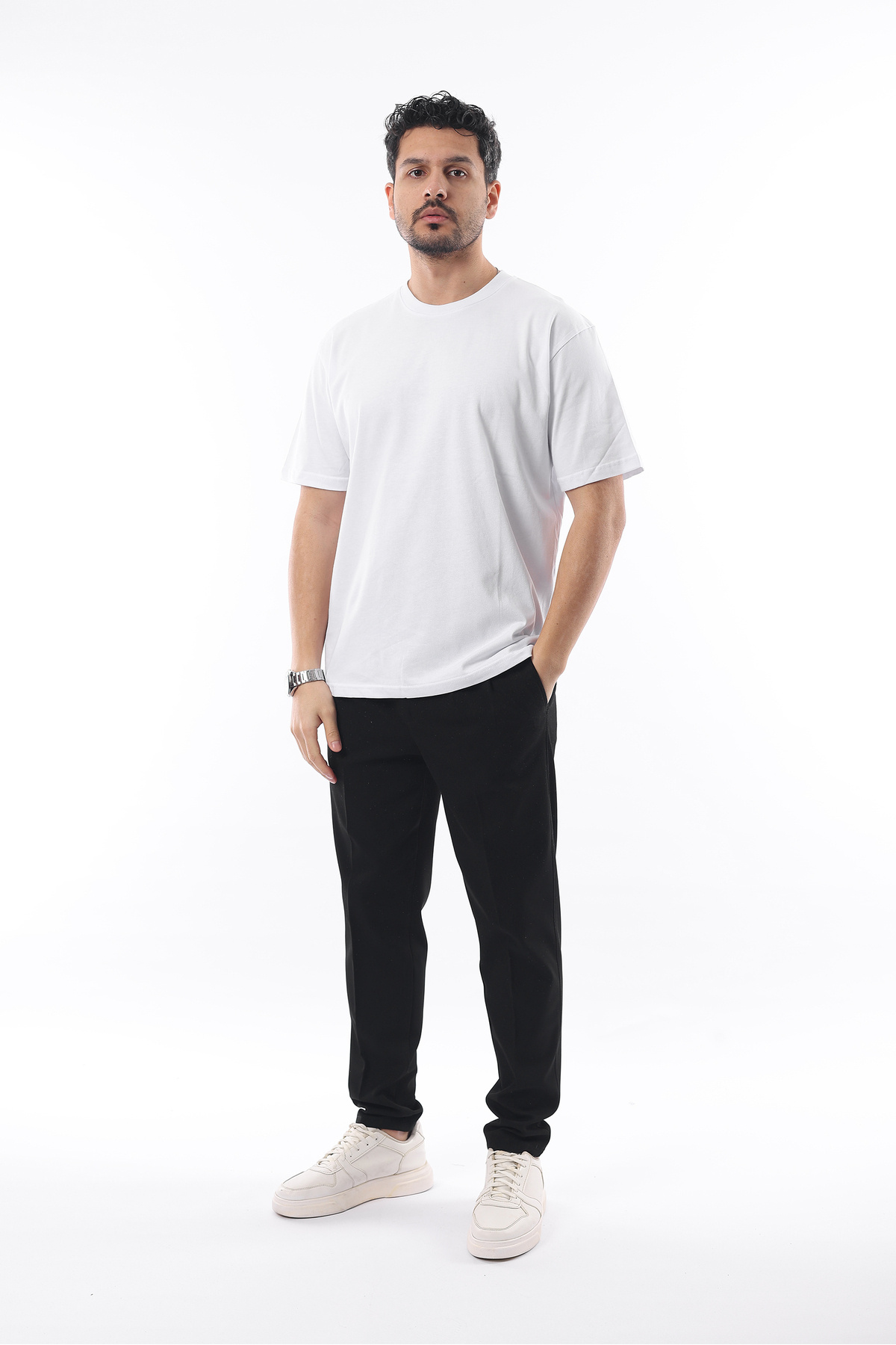 İDS COLLECTİON-Tricou oversize Basic Heavy Weight pentru bărbați - bumbac compact, decolteu, mânecă scurtă 3