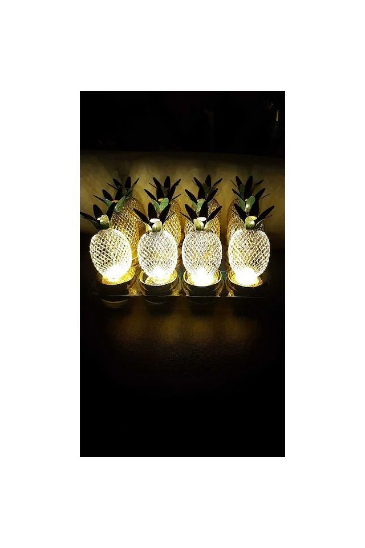 maarketim Hediyelik Led Ananas Metal 3 Adet