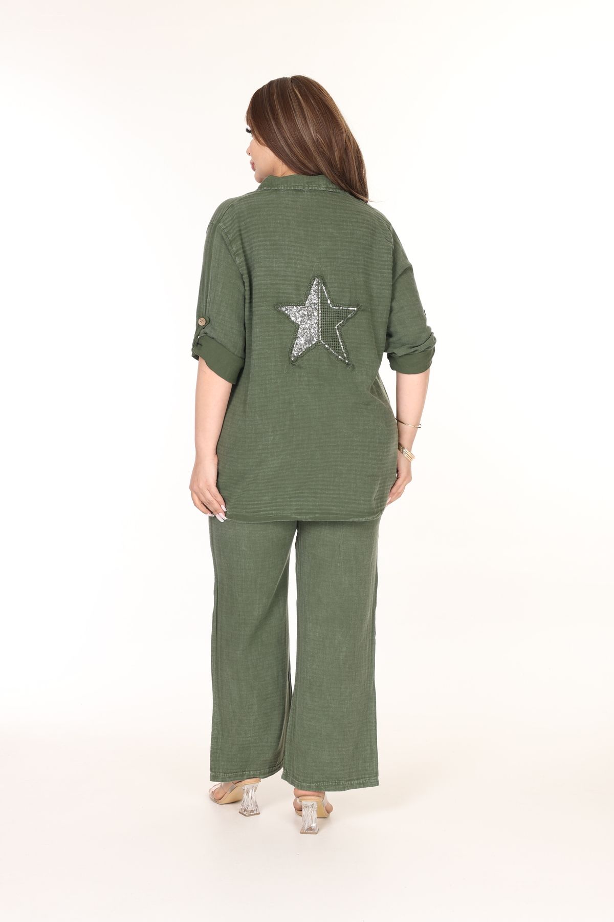 MJORA-100% Cotton Linen Fabric Star Embroidered Shirt&Pants Set 6