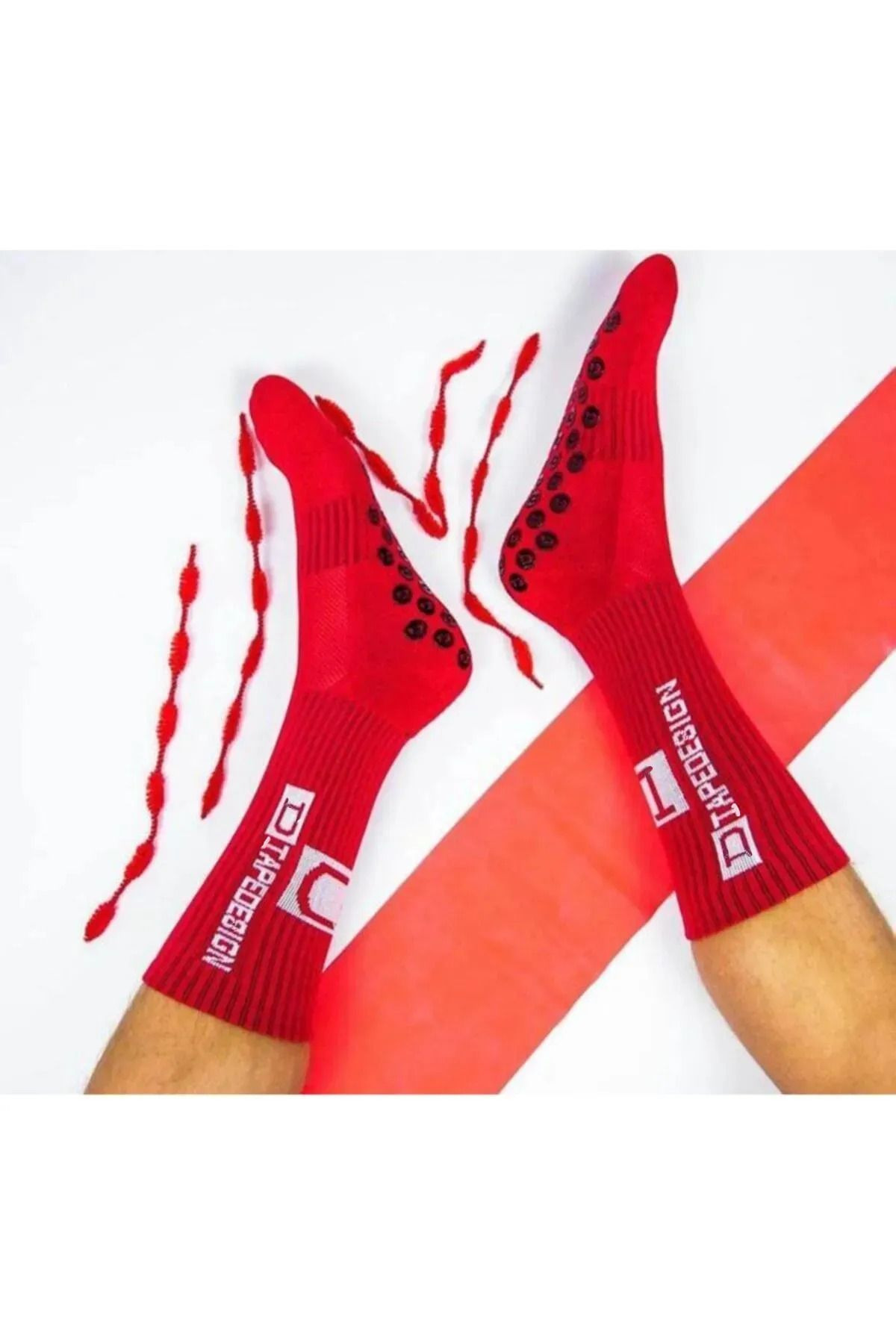 XPUPPETWEAR-Red Unisex Anti Slip Silicone Towel Match Pro Sports Socks 4