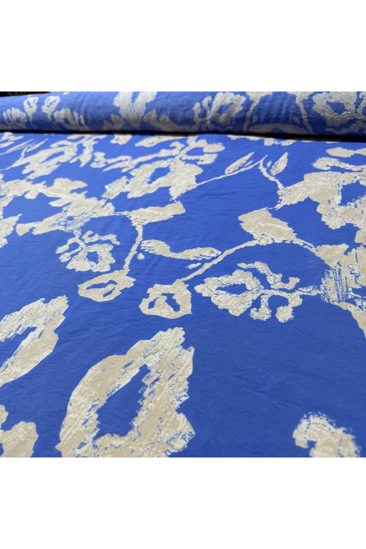 Yaren Ülker-Ayrobin Patterned Draped Modal Fabric - Double Top Blue (En 150 cm) 4