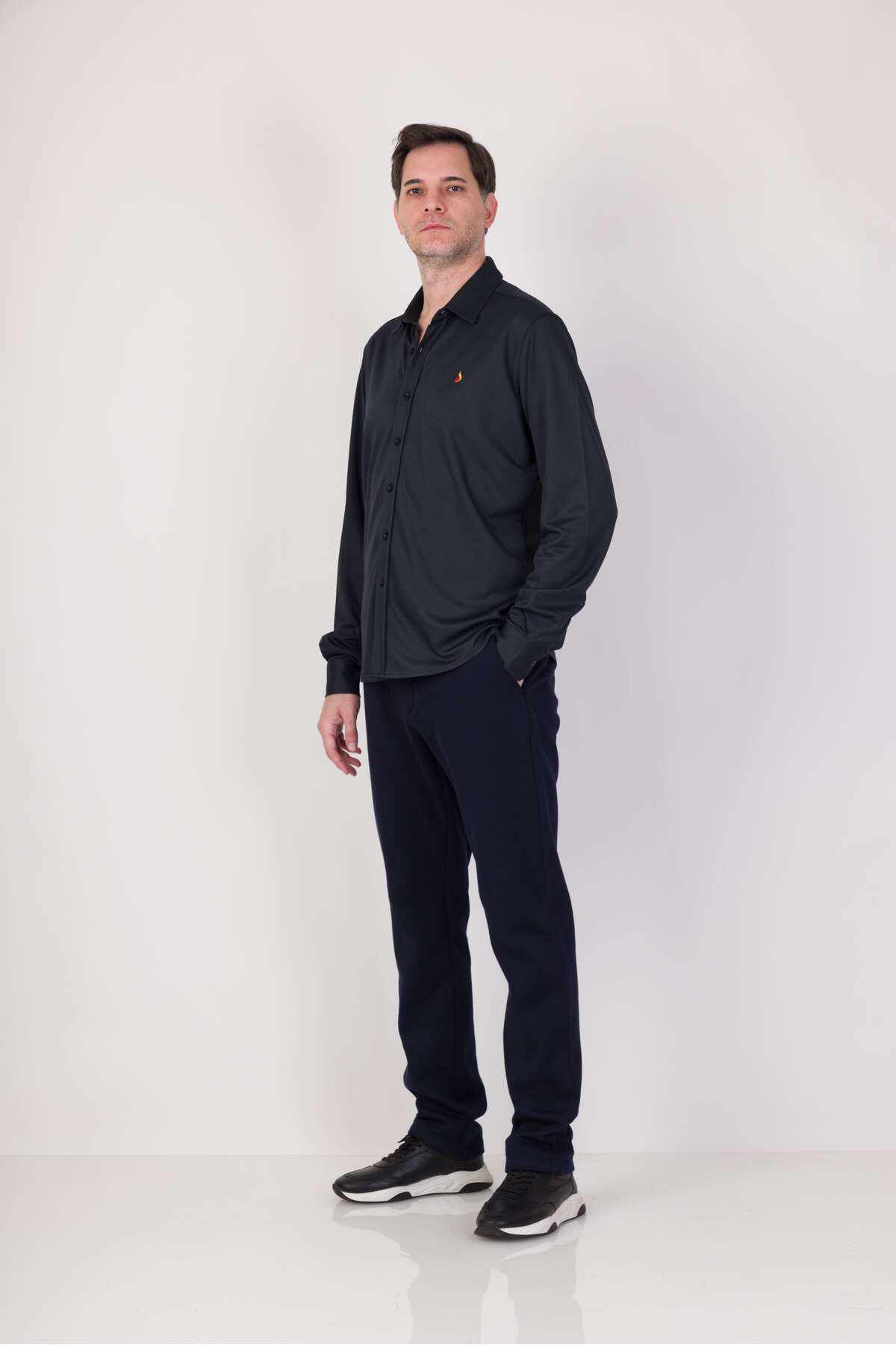 ACC WEAR Premium Uzun Manşet Kol Gömlek Antrasit görsel 5