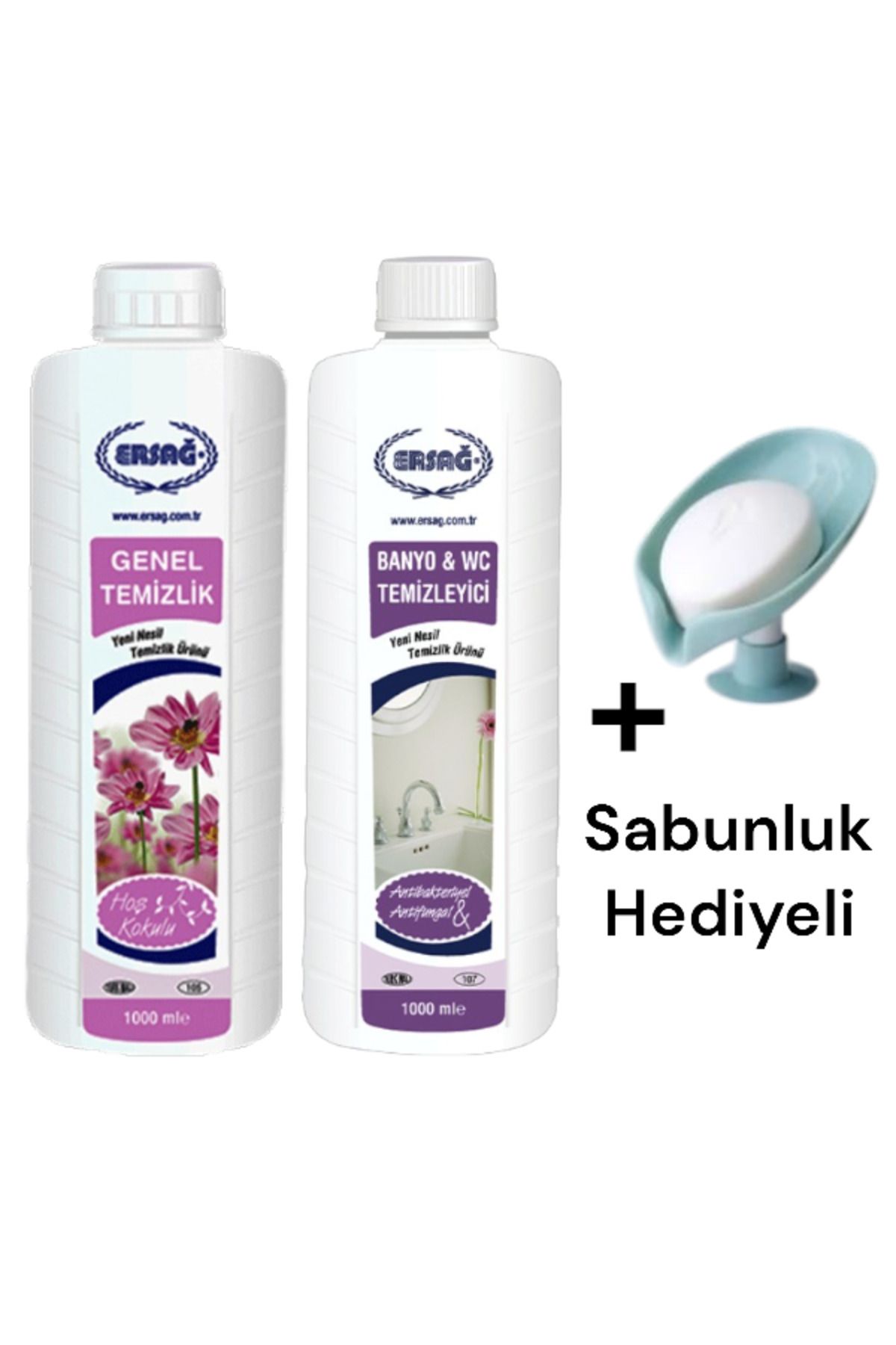 Ersağ Genel Temizlik 1000 ML -Banyo Wc Temizleyici 1000 ML+ ( Sabunluk  ) 105- 95