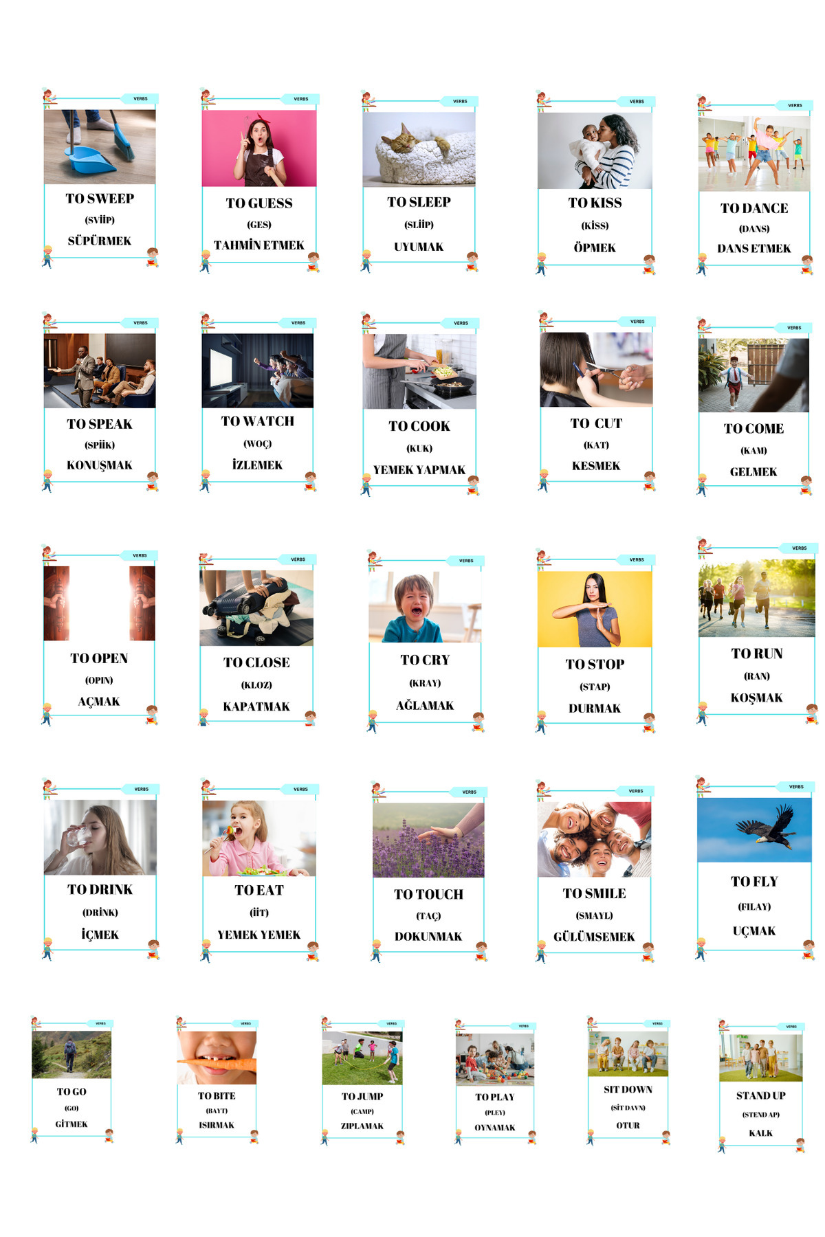 Baby İngilizce Fiiller Flash Kartları - Eğitim Seti fotoğrafı 4 (önizleme)
