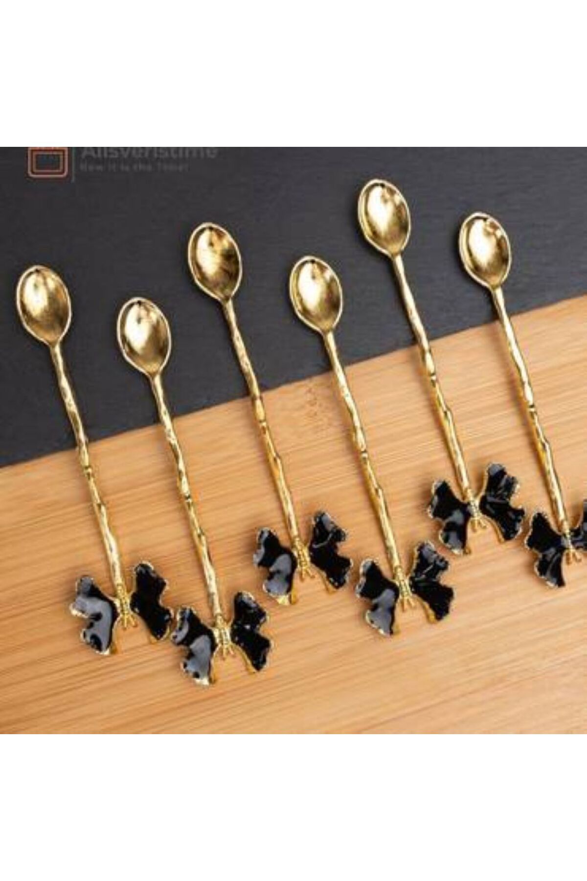 Generica-Set of 6 small butterfly spoons, black, made in Turkey 4
