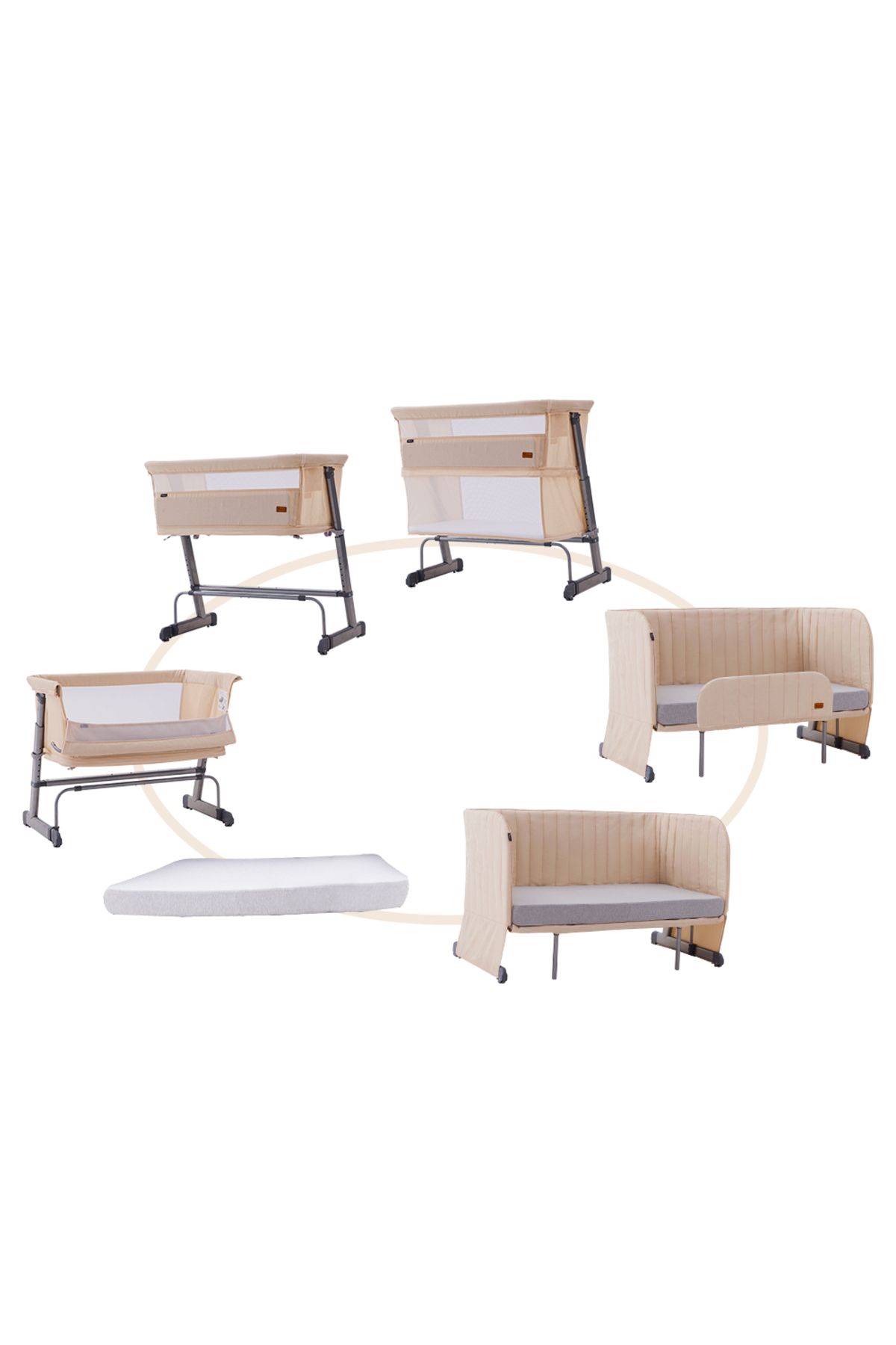 TEKNUM-All In One, 0-4 Years Bedside Crib Cot & Sofa Expansion Pack - Ivory 1