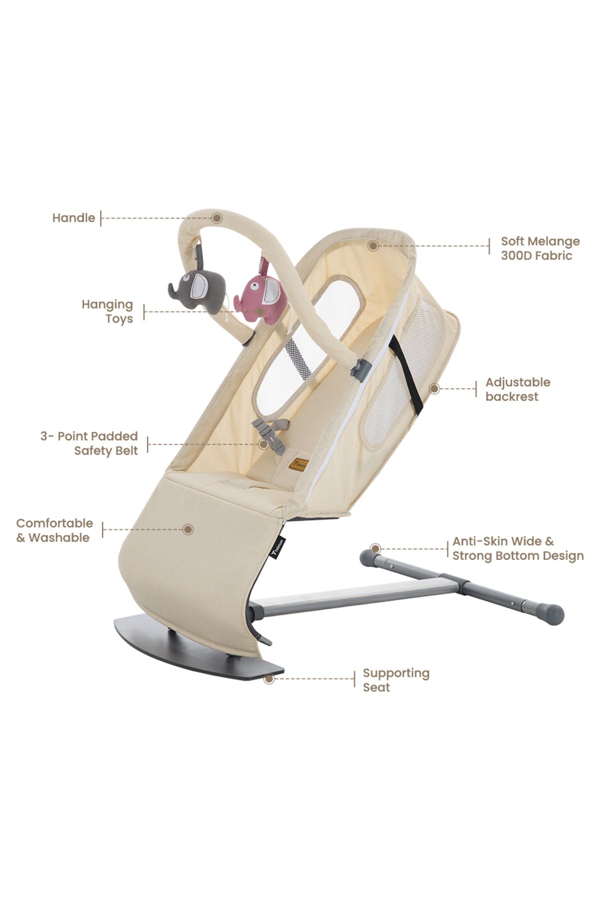 TEKNUM-Baby Bouncer w/ Grab Toys - Ivory 3