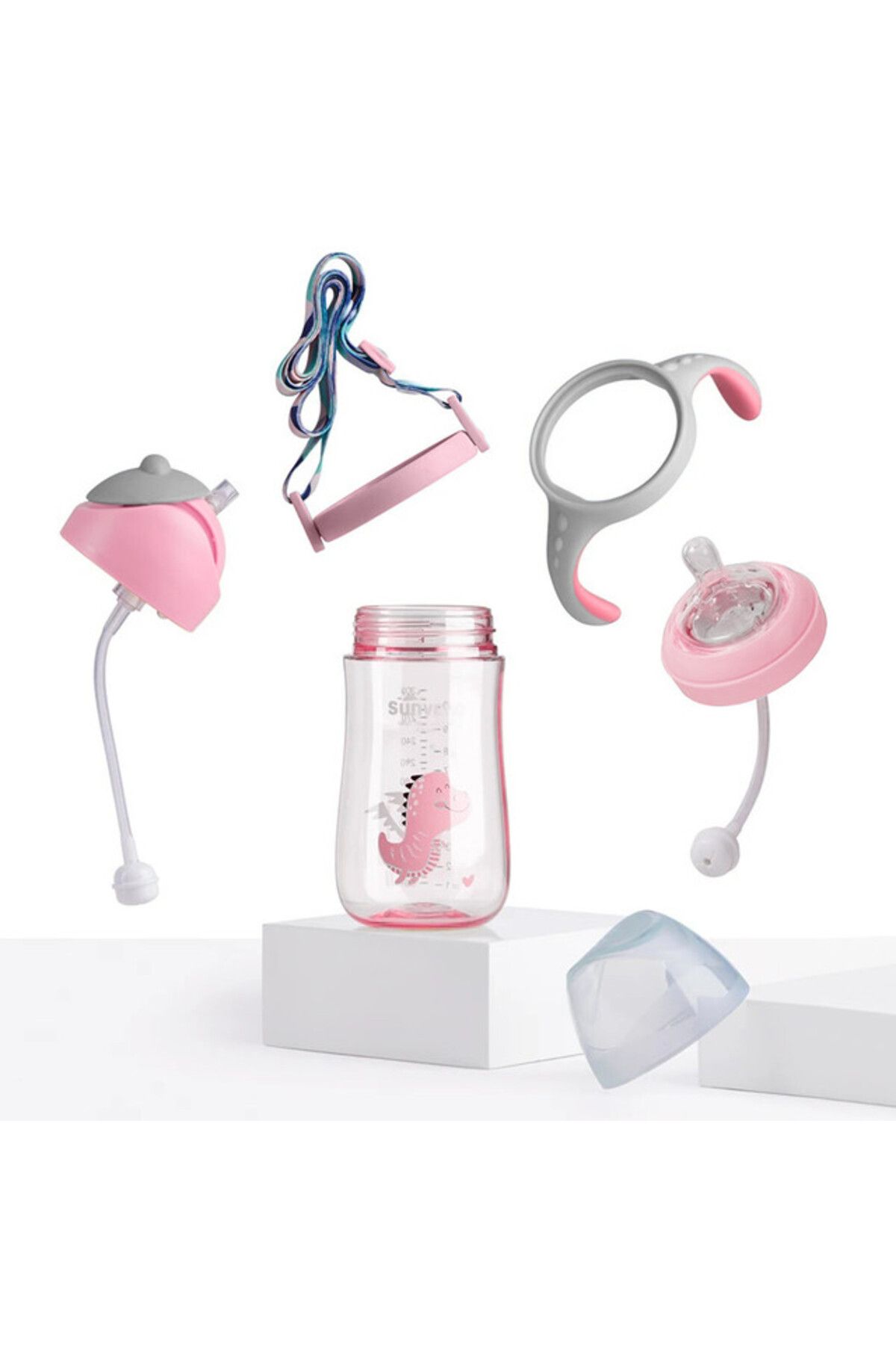 Sunveno-Water Cup/Feeding Bottle 300ml - Pink 2