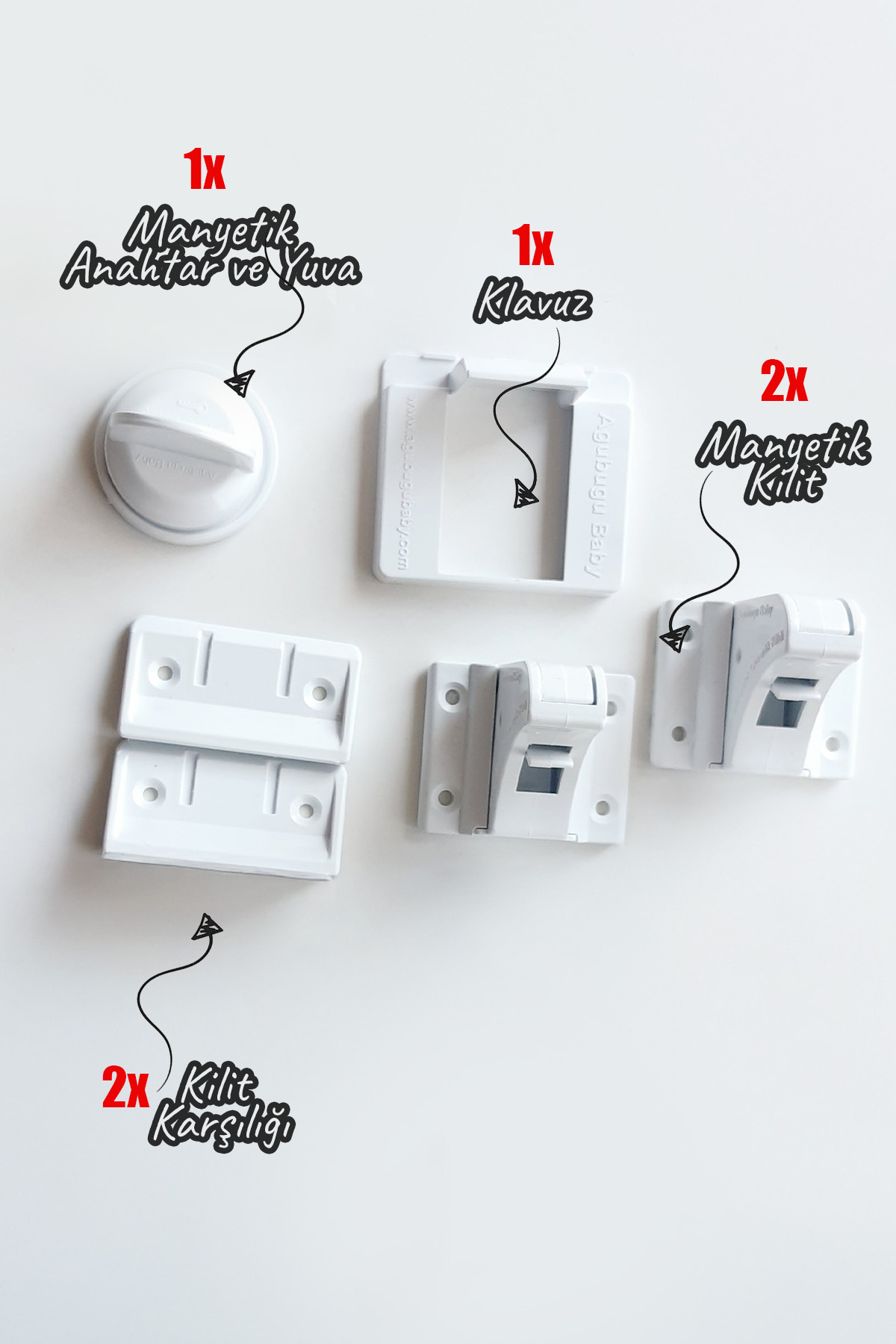 AGUBUGU BABY - Manyetik Gizli Dolap Kilidi - 2 Kilit 1 Anahtar fotoğrafı 2 (önizleme)