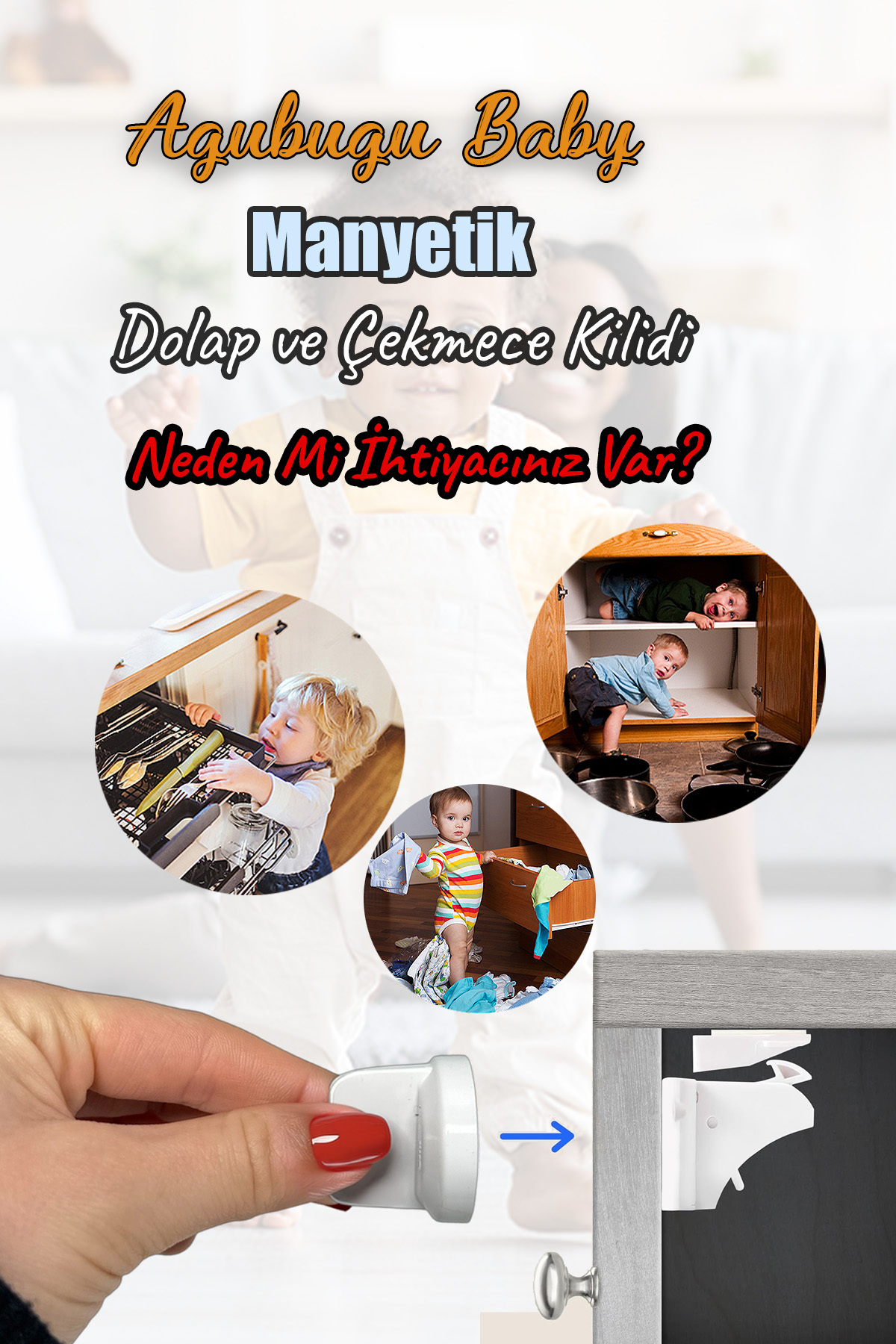 AGUBUGU BABY - Manyetik Gizli Dolap Kilidi - 2 Kilit 1 Anahtar fotoğrafı 5 (önizleme)