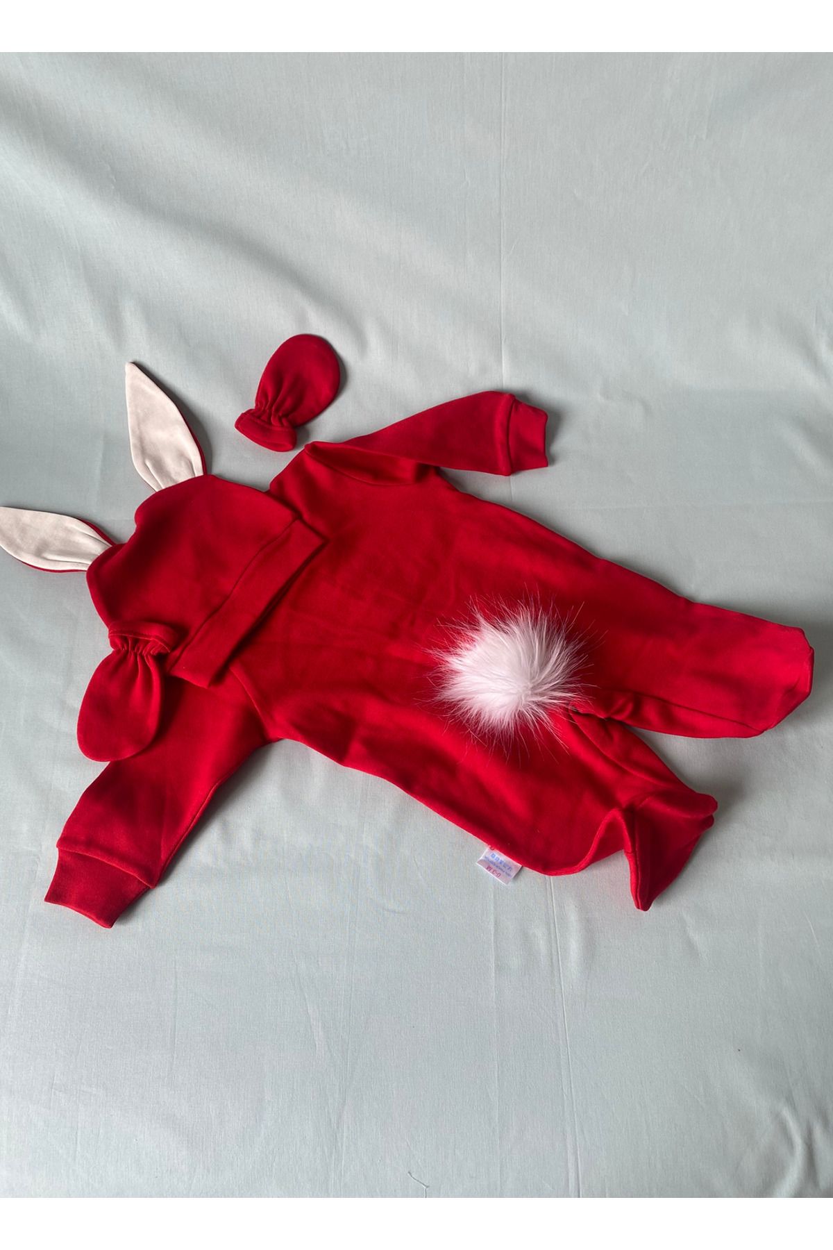 tiny wood-Newborn Baby Red White Rabbit Jumpsuit Set 6