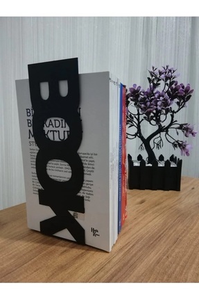 MetaCraft Dekoratif Siyah Metal Dikey Book Yazı Tasarımlı Kitap Tutucu Ve Met...