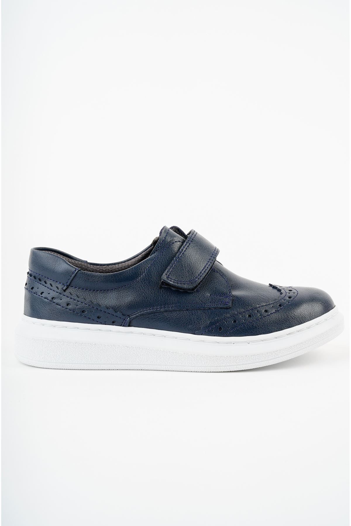 Aymer-Velcro Navy Blue Leather Boys' Shoes 1