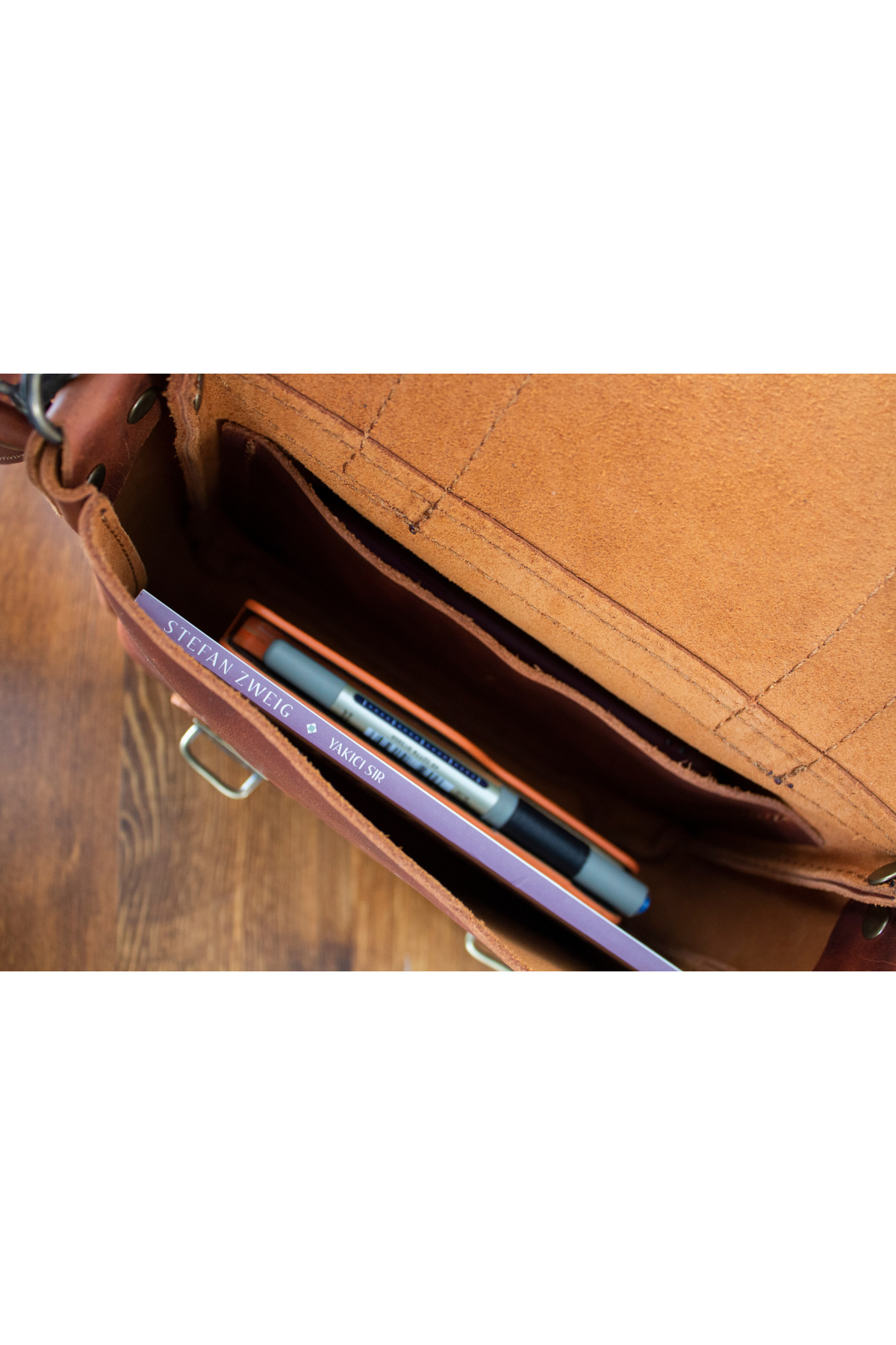 Craftelier  Deri Mini Postacı Çanta- Walker Bag - Tütün - Görsel 5