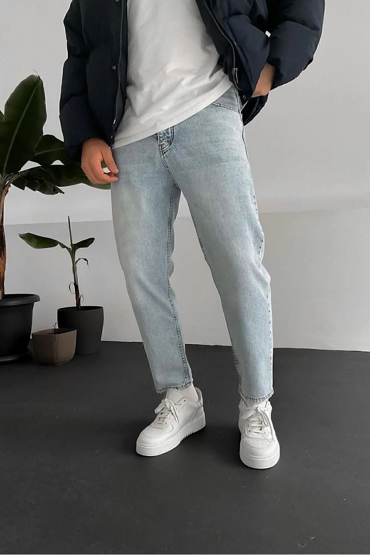 viking's line Boyfriend Asit Yıkamalı Taşlamalı Buz Mavisi Kot Pantolon.