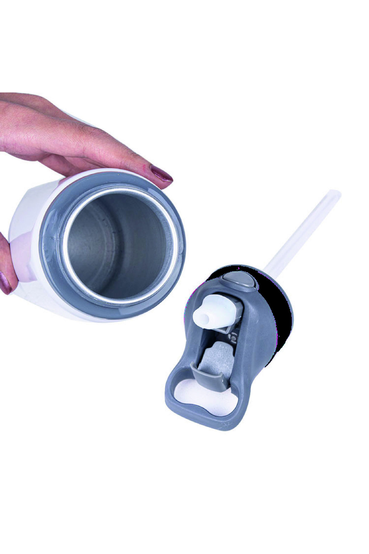 DKDZ SHOP-Lightning Macquen Printed Metal Water Bottle with Straw and Mug Cup-003 2