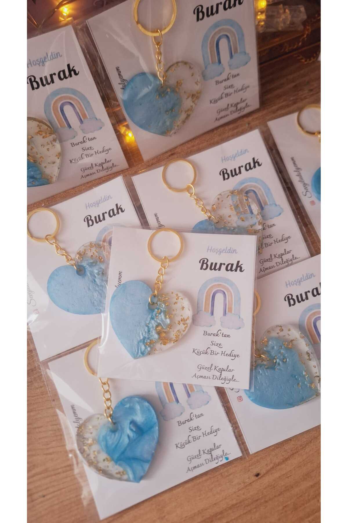 sevgiliatolyemm mutluluk getirmesi dileğiyle GÖKKUŞAĞI-KALPLİ ANAHTARLIK 10 ADET  BABYSHOWER DOĞUM GÜNÜ BEBEK HEDİYELİKLERİ fotoğrafı 3 (önizleme)