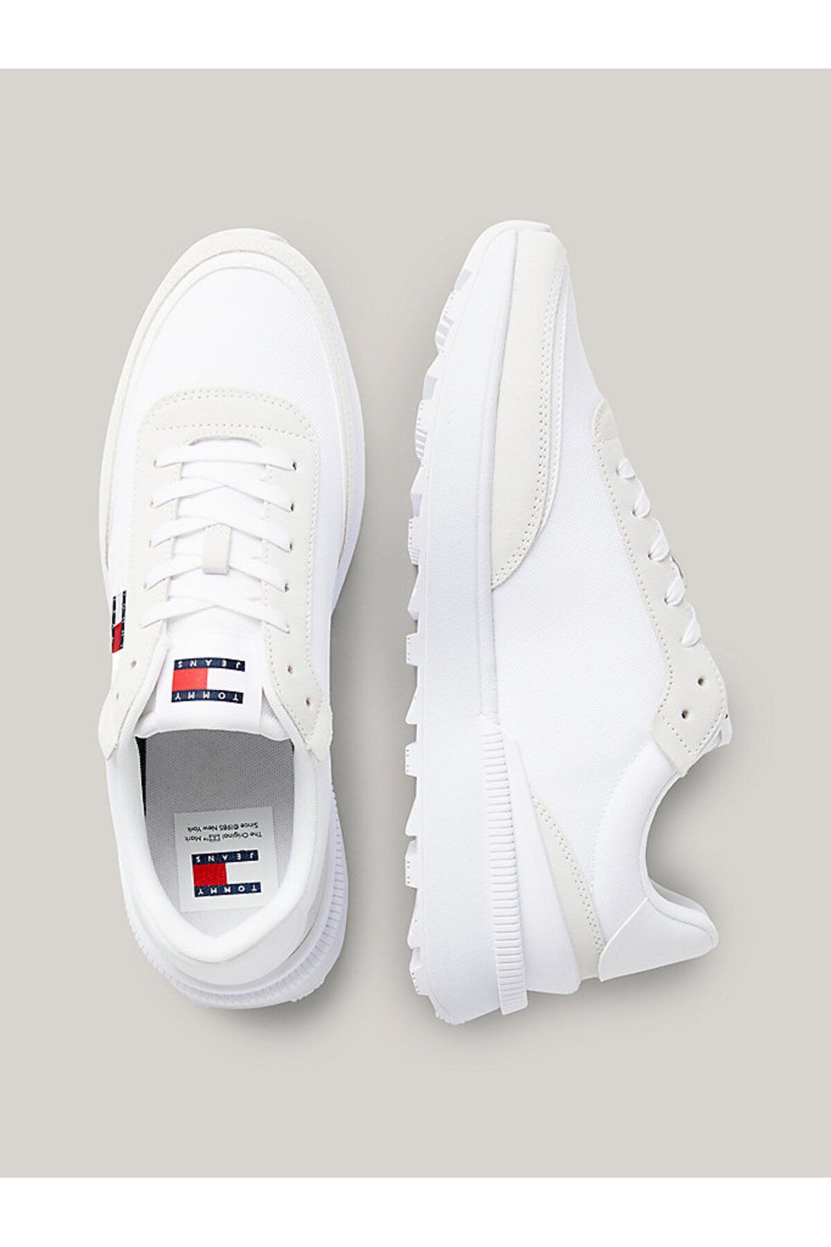 اسنیکر سفید مردانه پلی تریر بازیافت شده با آرم برند آقایان برگه لاستیکی و طبیعی Tommy Hilfiger