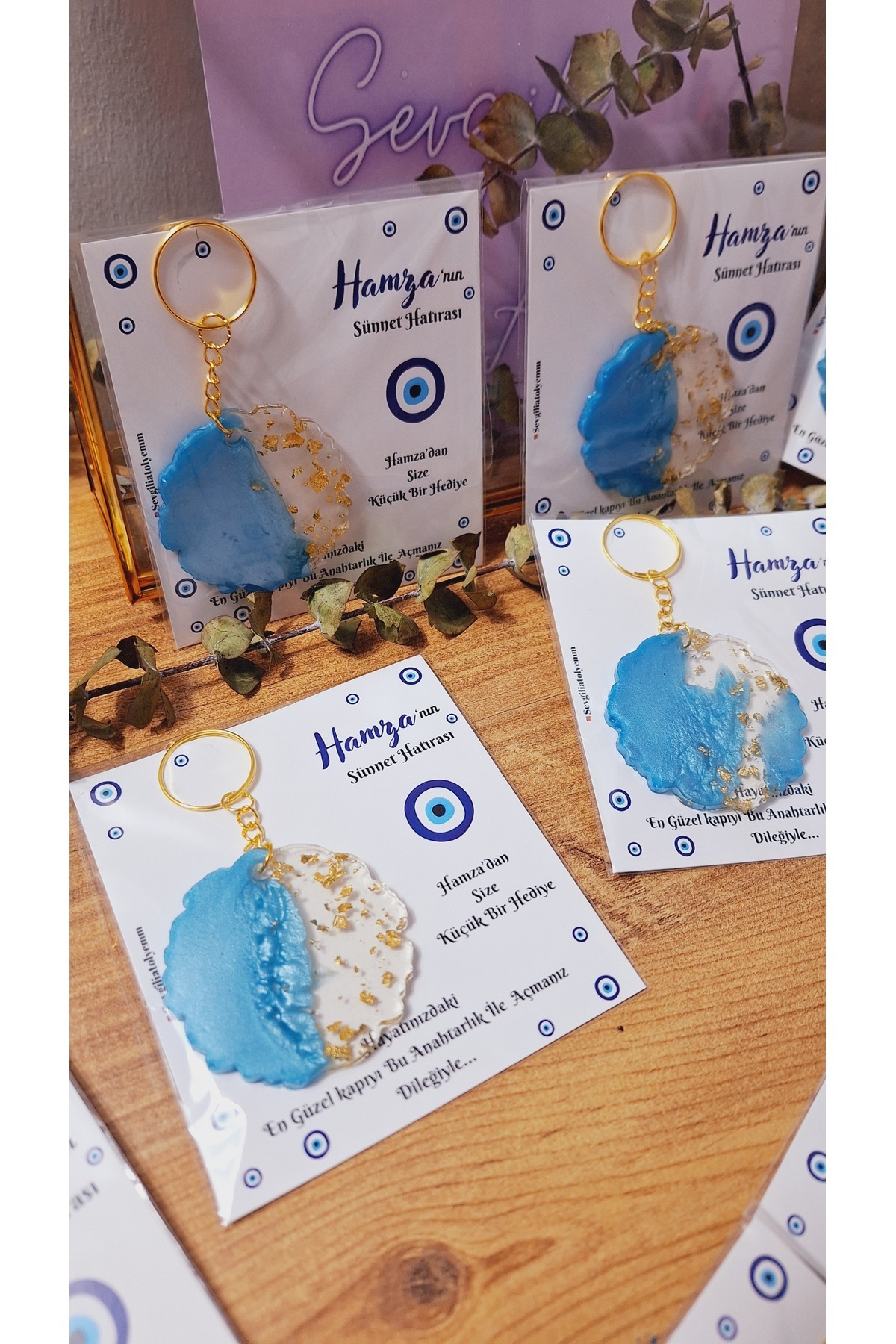 sevgiliatolyemm mutluluk getirmesi dileğiyle SÜNNET MEVLÜT  BABYSHOWER DOĞUM GÜNÜ 10 ADET  HEDİYELİK  KARTLI  ANAHTARLIK fotoğrafı 4 (önizleme)