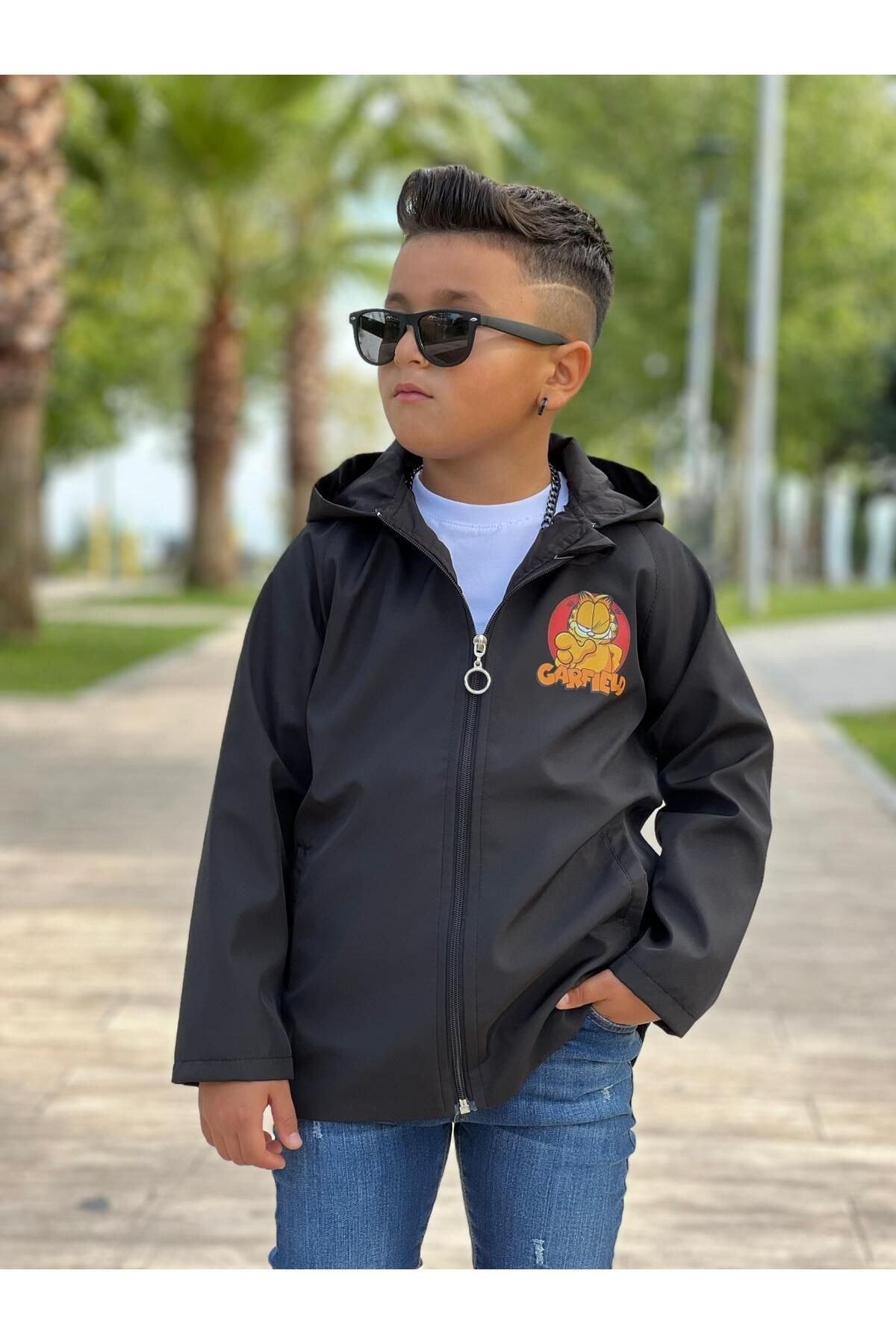 DUDOR KİDS-Boy's Waterproof and Windproof Black Trench Coat-Rain Coat-Windbreaker 3