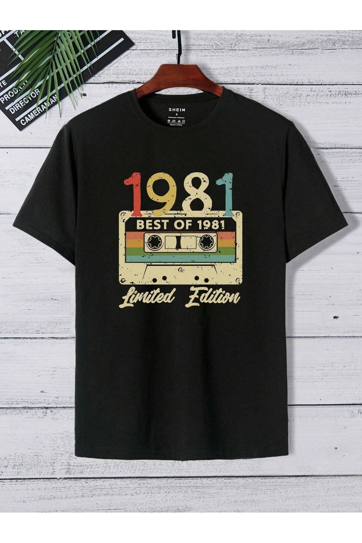 FoxSkin Sportswear&Company Best Of 1981 Tişört - Siyah Baskılı Oversize Yazlık Kısa Kol T-Shirt Bisiklet Yaka
