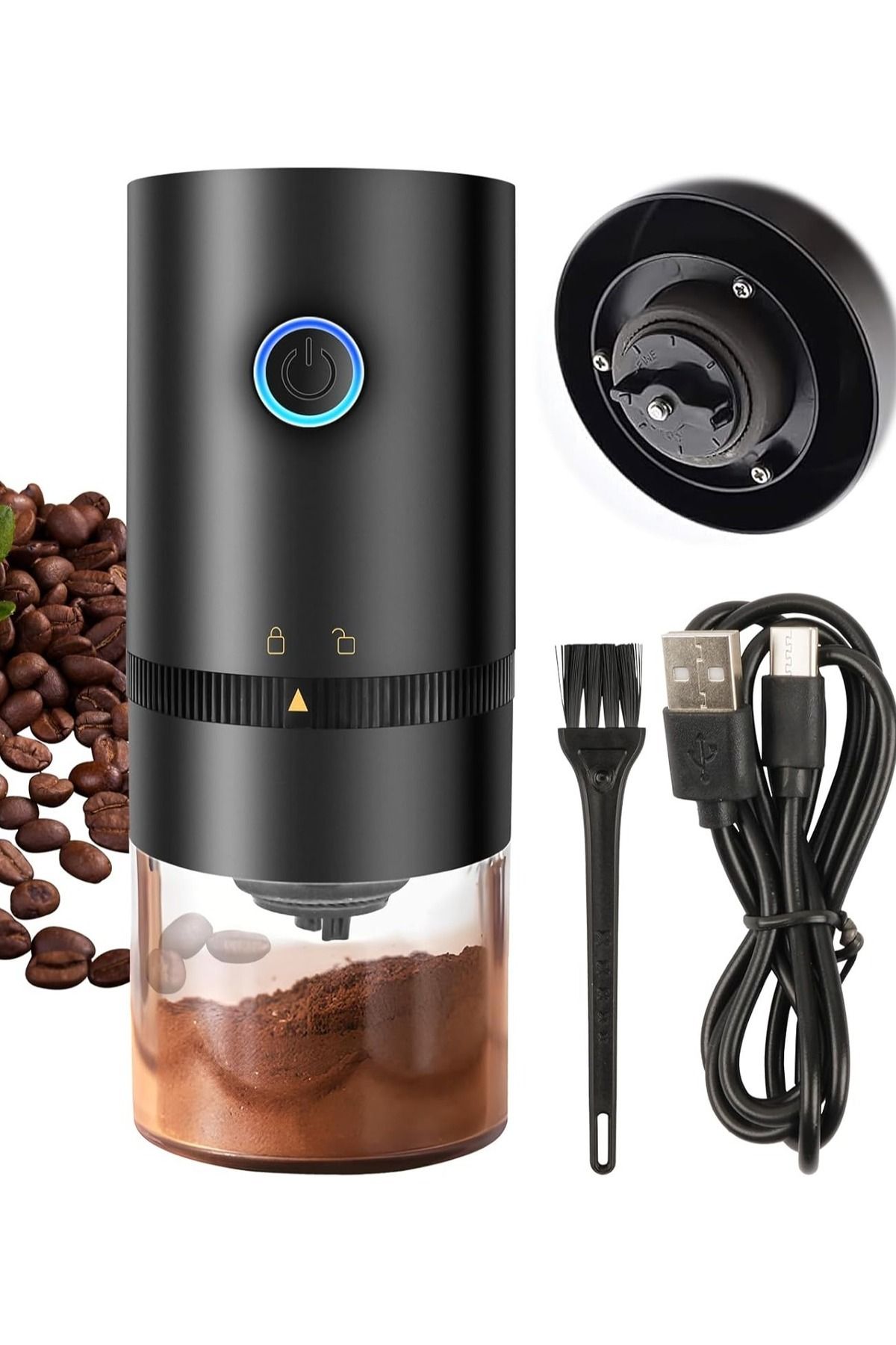Primo Plus مطحنة قهوة كهربائية محمولة، مطحنة مخروطية أوتوماتيكية تعمل بشحن USB