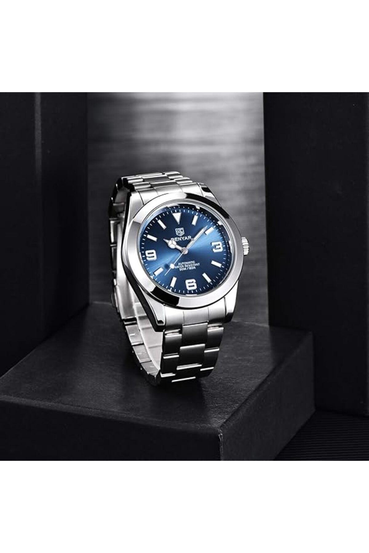 Benyar-5177 Luxury Automatic Mechanical Watch, Waterproof, Stainless Steel, Sport Wristwatch 4