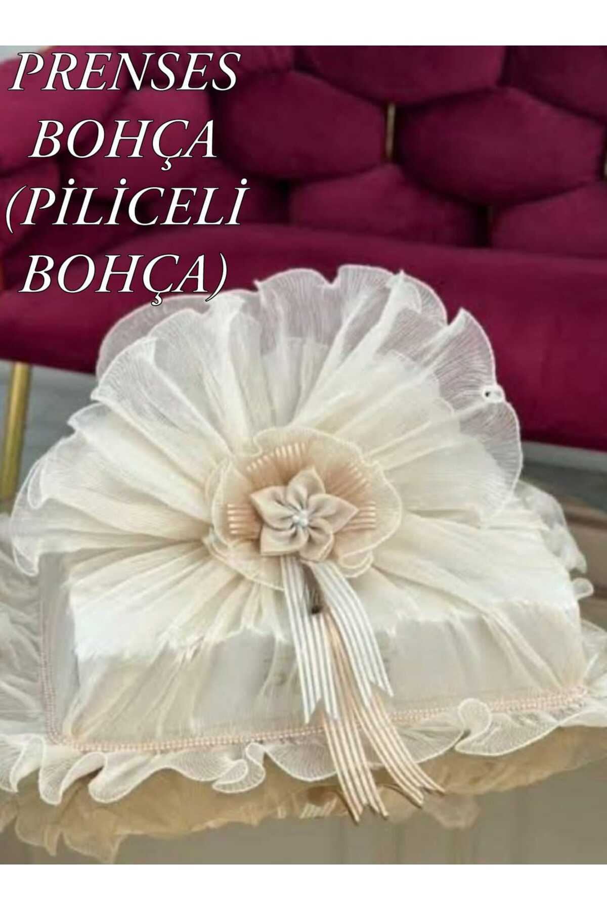 HMZ TEKSTİL HEDİYELİK ÇEYİZLİK BOHÇALIK SÜSLÜ  ÇİÇEKLİ PRENSES BOHÇA . (PİLİCELİ BOHÇA)