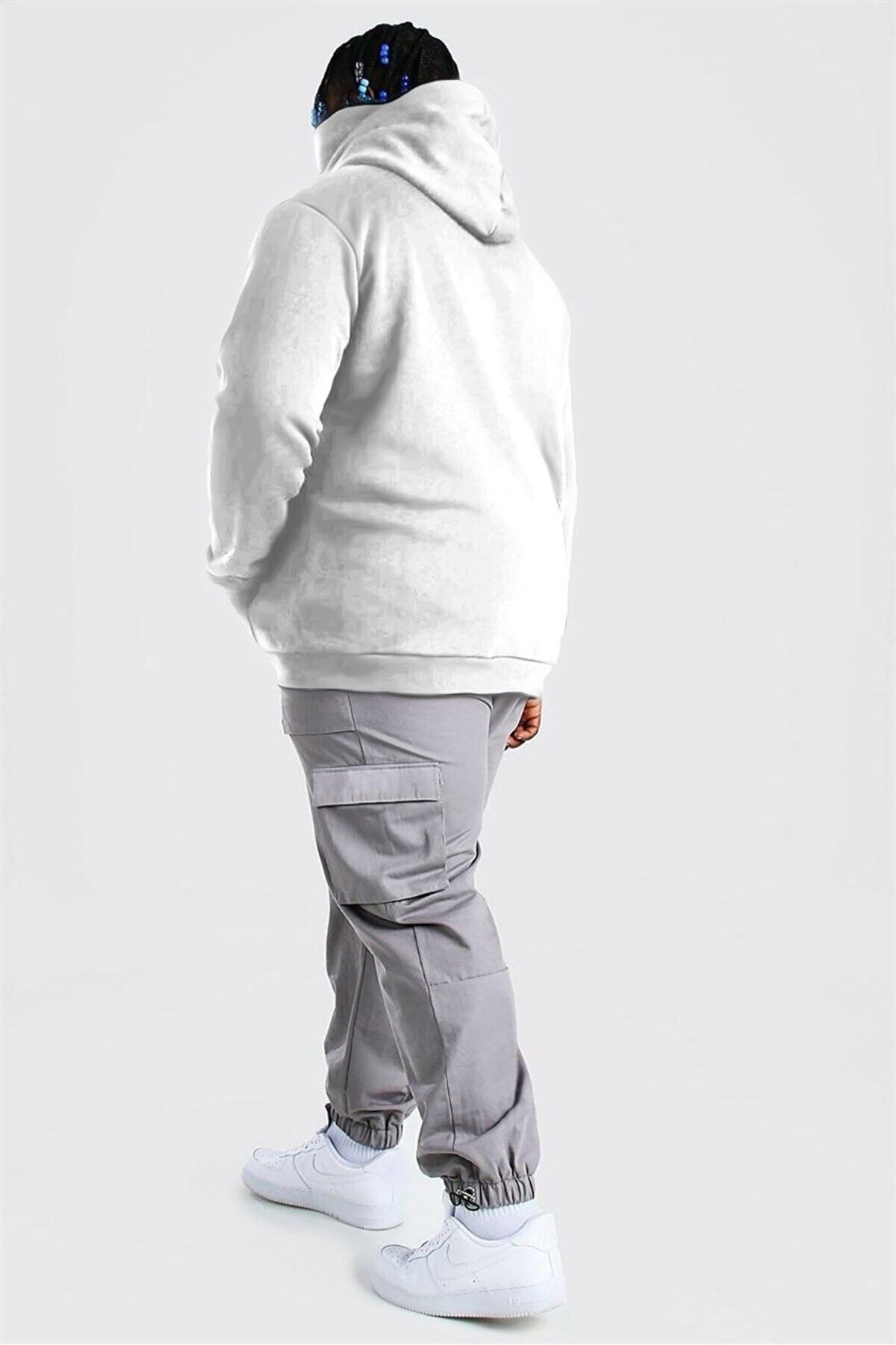 Navcoli-Men's Gray Hoodie Sweatshirt - Hooded and Mask Design, Plus Size 5107_2010 2