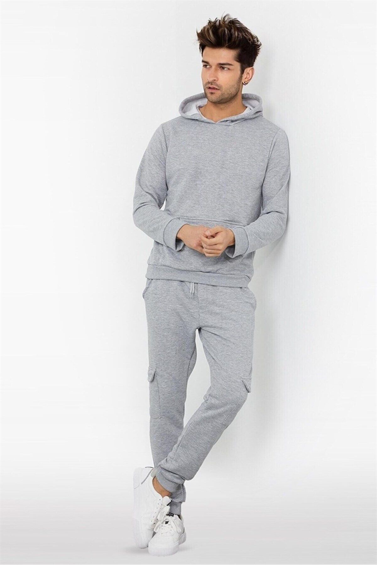 Navcoli-Men's Gray Cargo Pocket Sweatshirt and Sweatpants 5144U_5144A_2010 4