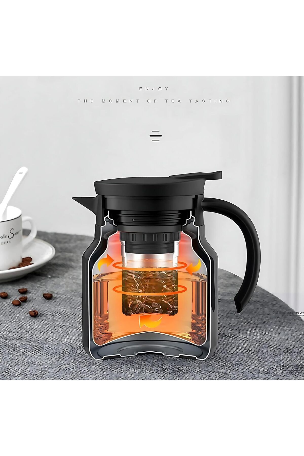 Generic-Stainless Steel 1000ML Large Capacity Insulated Kettle Teapot Tea Filter Digital Temperature Display 8