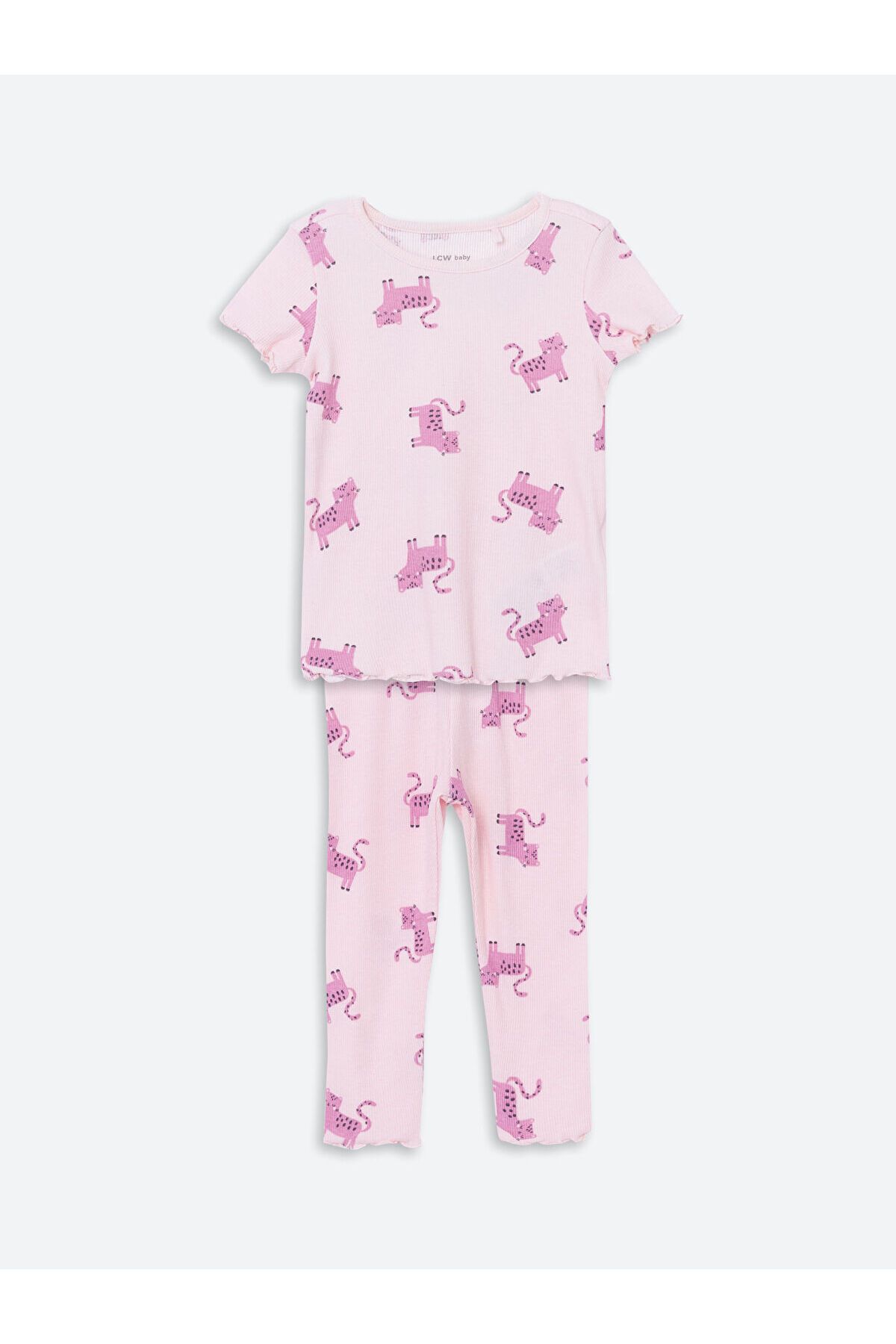 LC Waikiki Bisiklet Yaka Baskılı Kız Bebek Pijama Takım