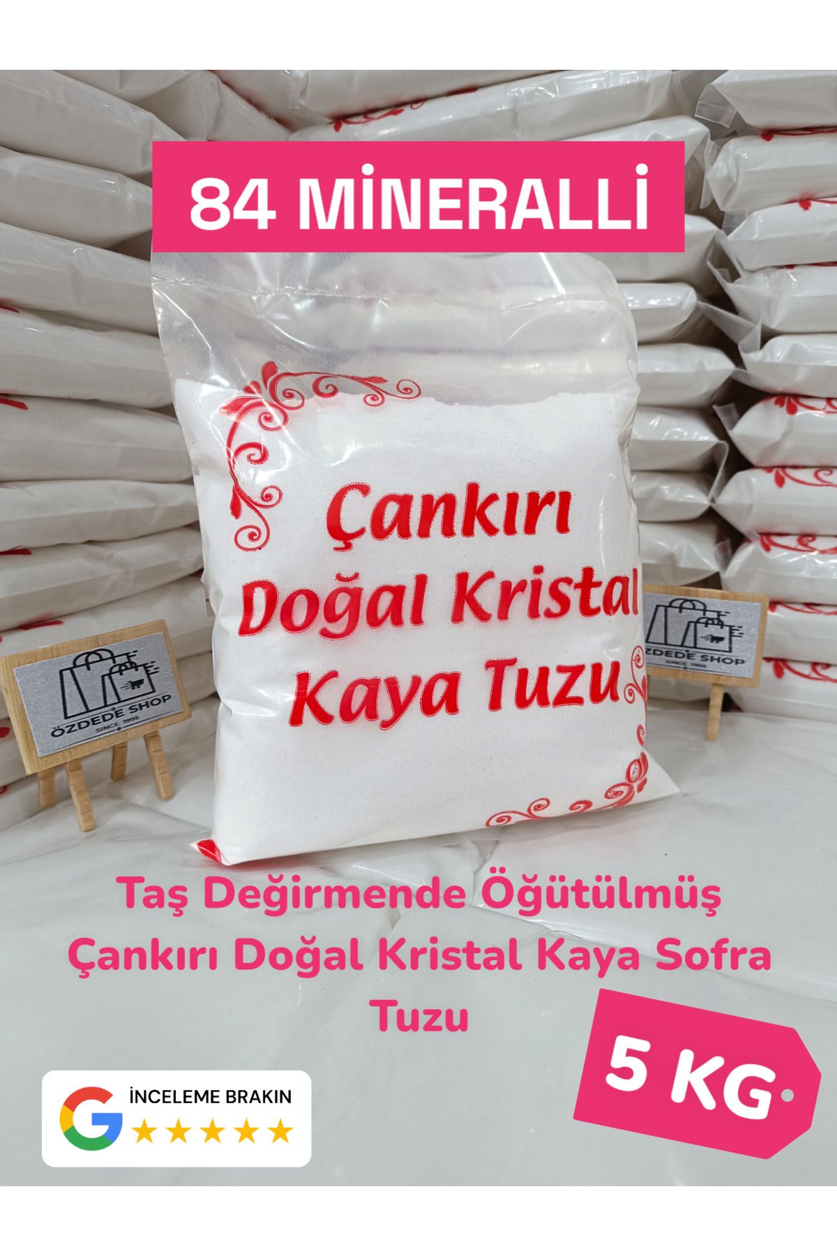 Özdede Shop KATKI MADDESİ İÇERMEZ DOĞAL KRİSTAL ÇANKIRI KAYA TUZU 5 kg (toz tuz )