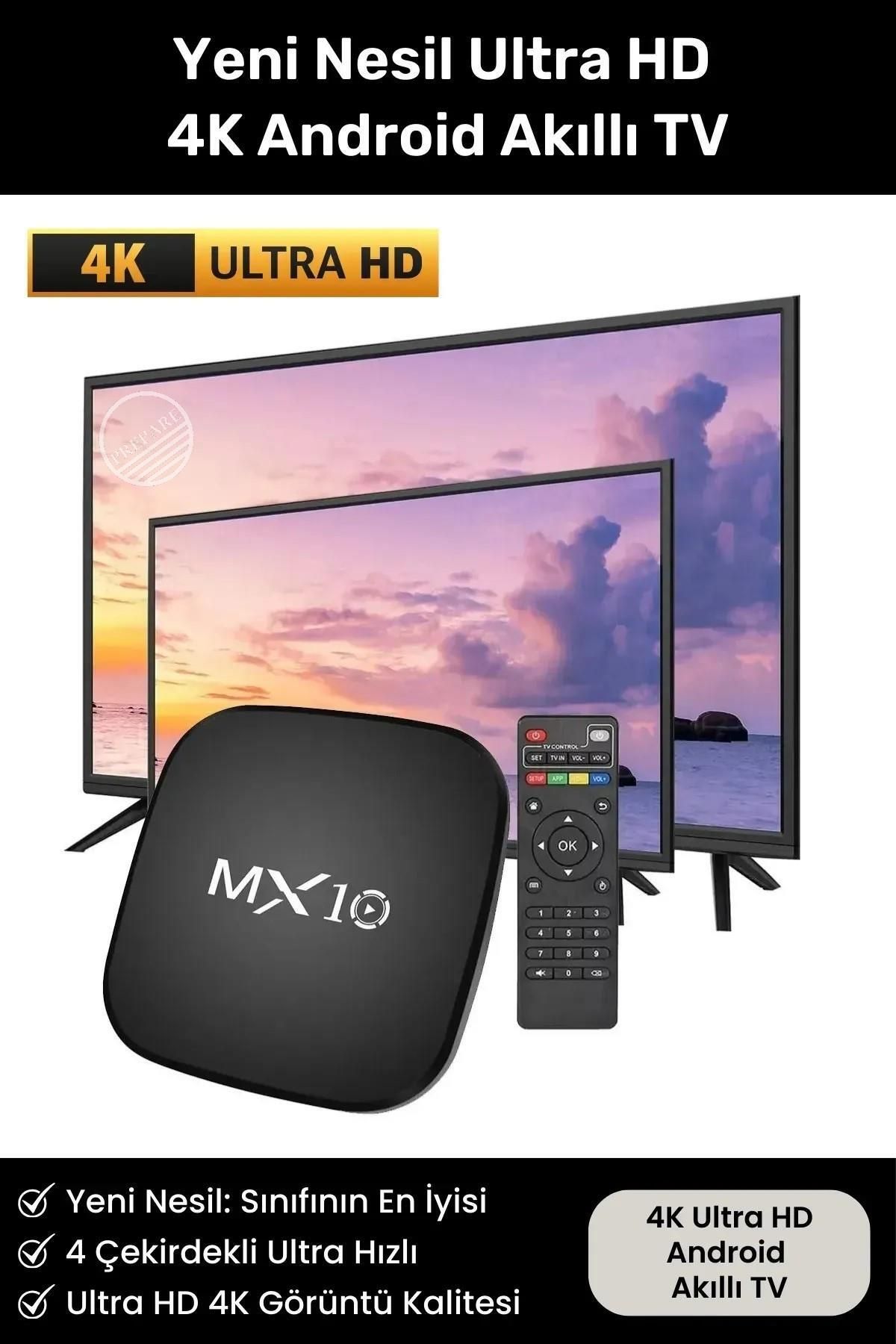 PREPARE 4K Ultra HD Yeni Nesil Android Akıllı TV Box Telefon Ekran Yansıtma özellkli Smart Tv Medya Oynatıcı