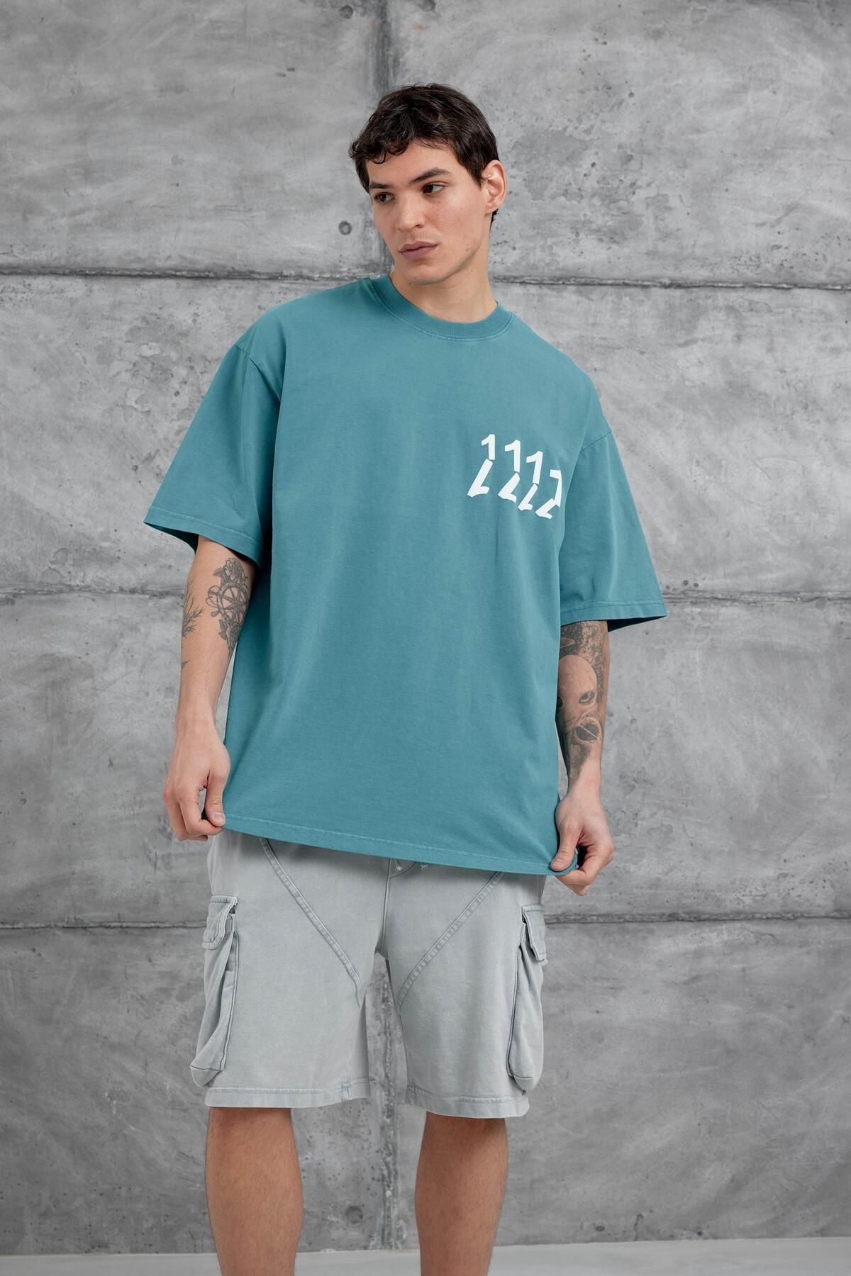 NOMARC-Green 1111 Written Washable Oversize Tshirt 1