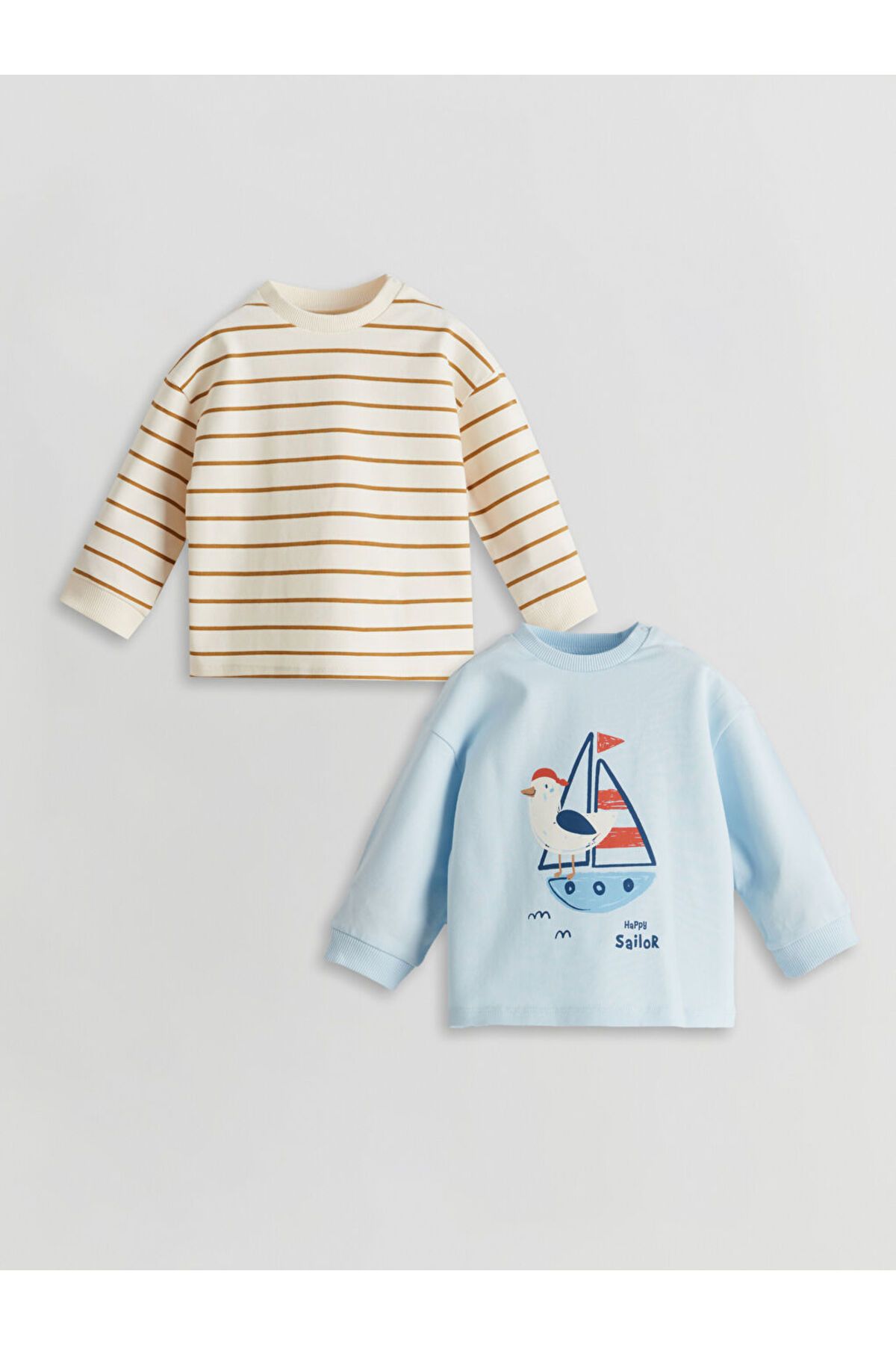 LC Waikiki-New Season Crew Neck Striped Baby Boy T-Shirt 2-Piece - S59130Z1 1