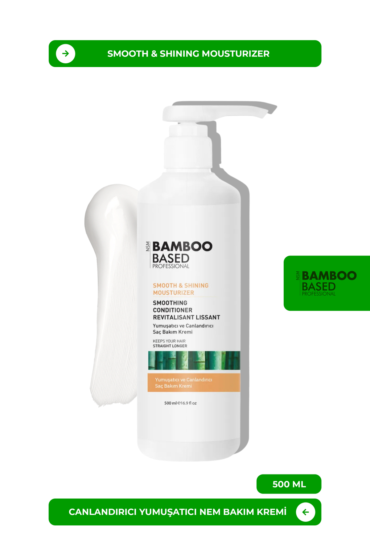 Bamboo Based Professional SMOOTH & SHINING MOUSTURIZER CANLANDIRICI YUMUŞATICI NEM BAKIM LREMİ 500ML — 070504