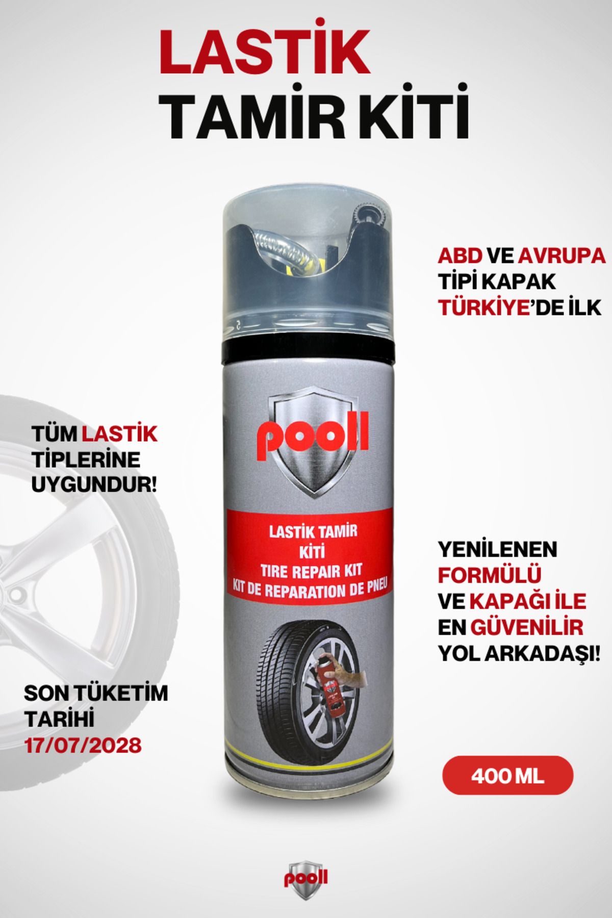 Lastik Tamir Kiti Spreyi Köpüğü Acil Lastik Şişirme Kiti 400 ml